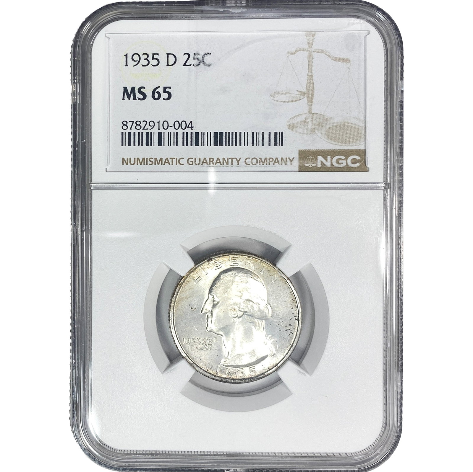 1935-D Washington Silver Quarter NGC MS65: 1935-D Washington Silver Quarter NGC MS65