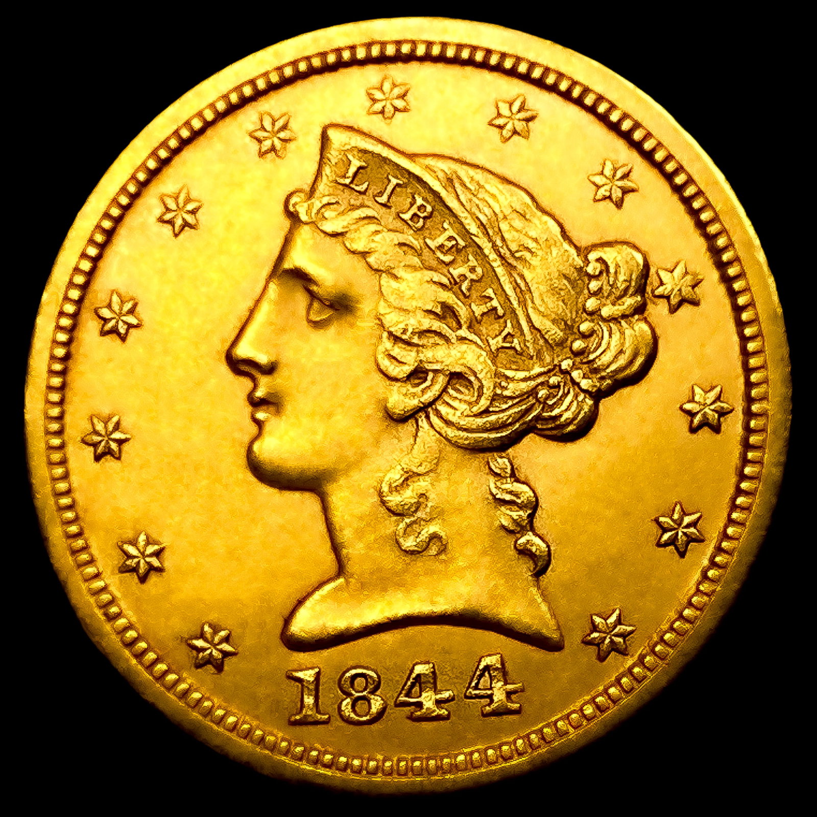 1844-O $5 Gold Half Eagle: 1844-O $5 Gold Half Eagle
