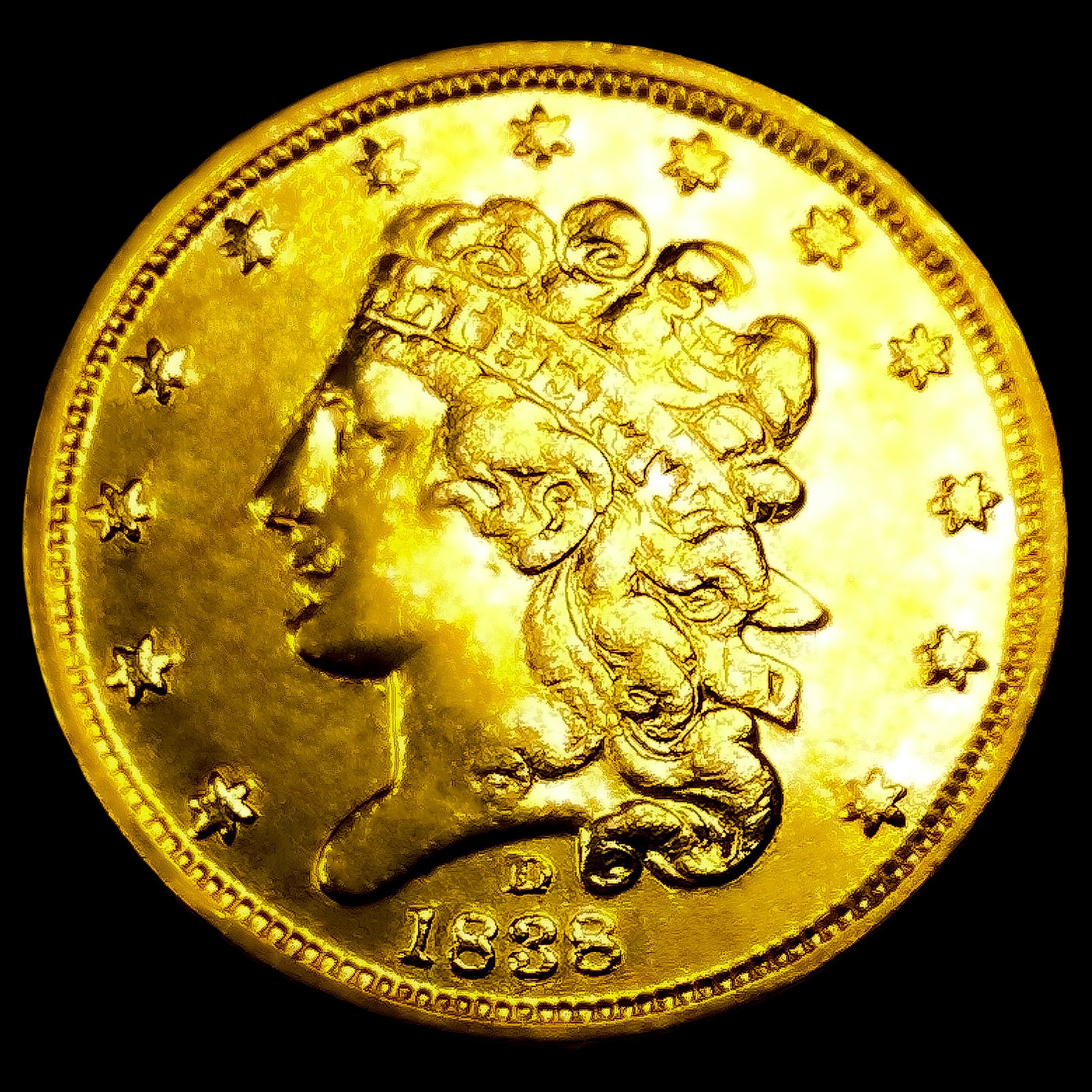 1838-D $5 Gold Half Eagle: 1838-D $5 Gold Half Eagle