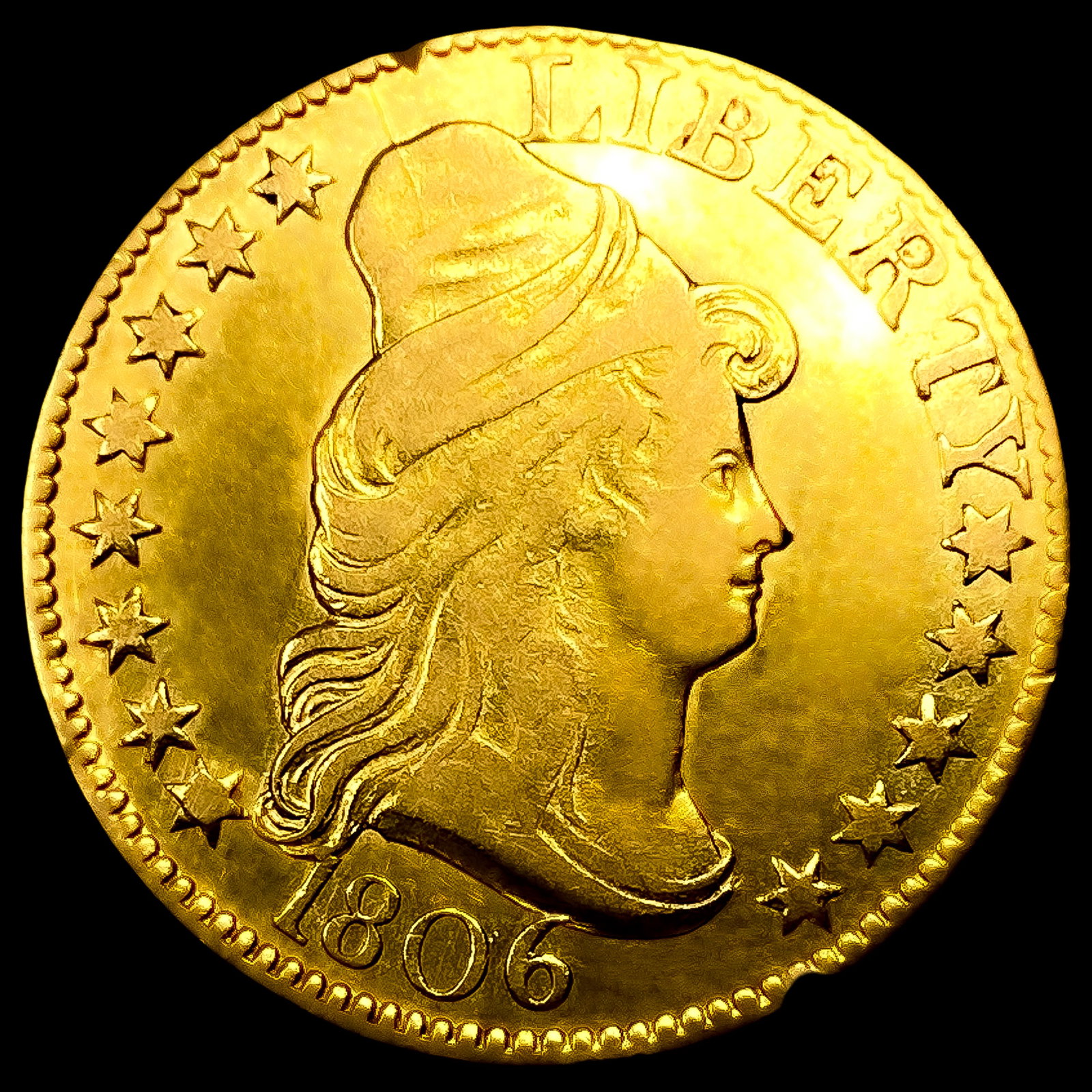 1806 Ptd 6, 8X5 Stars $5 Gold Half Eagle: 1806 Ptd 6, 8X5 Stars $5 Gold Half Eagle