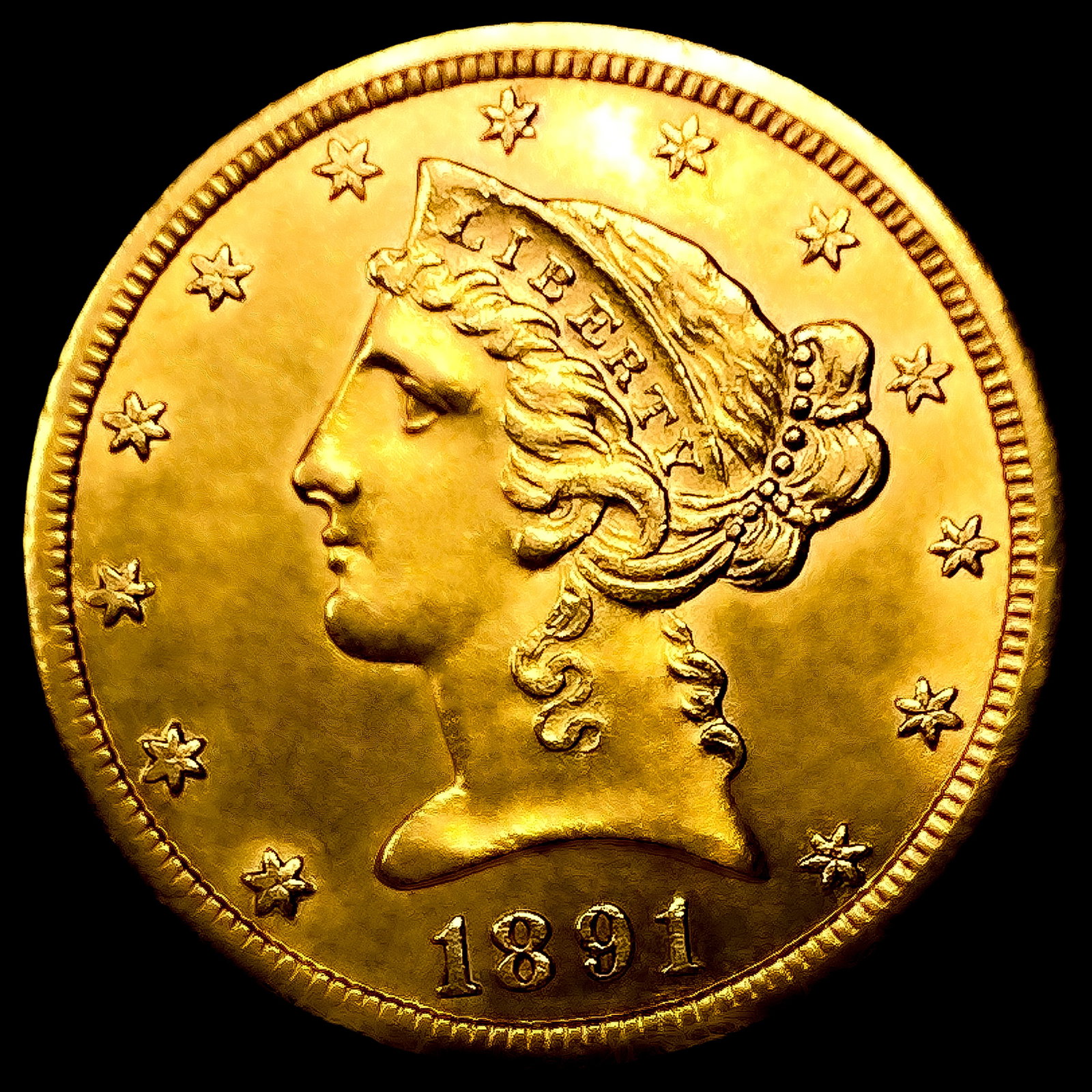 1891-CC $5 Gold Half Eagle: 1891-CC $5 Gold Half Eagle