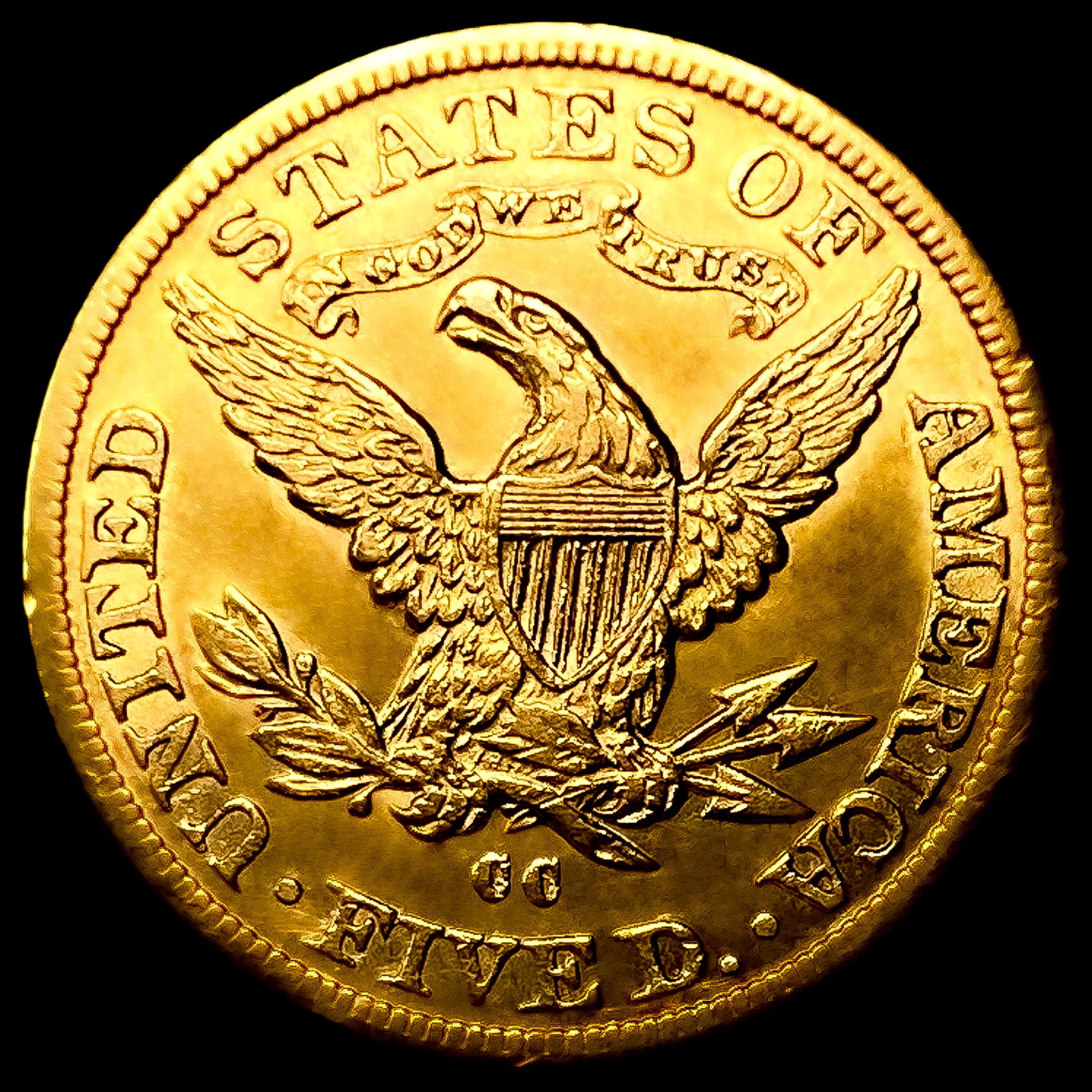 1891-CC $5 Gold Half Eagle - 2