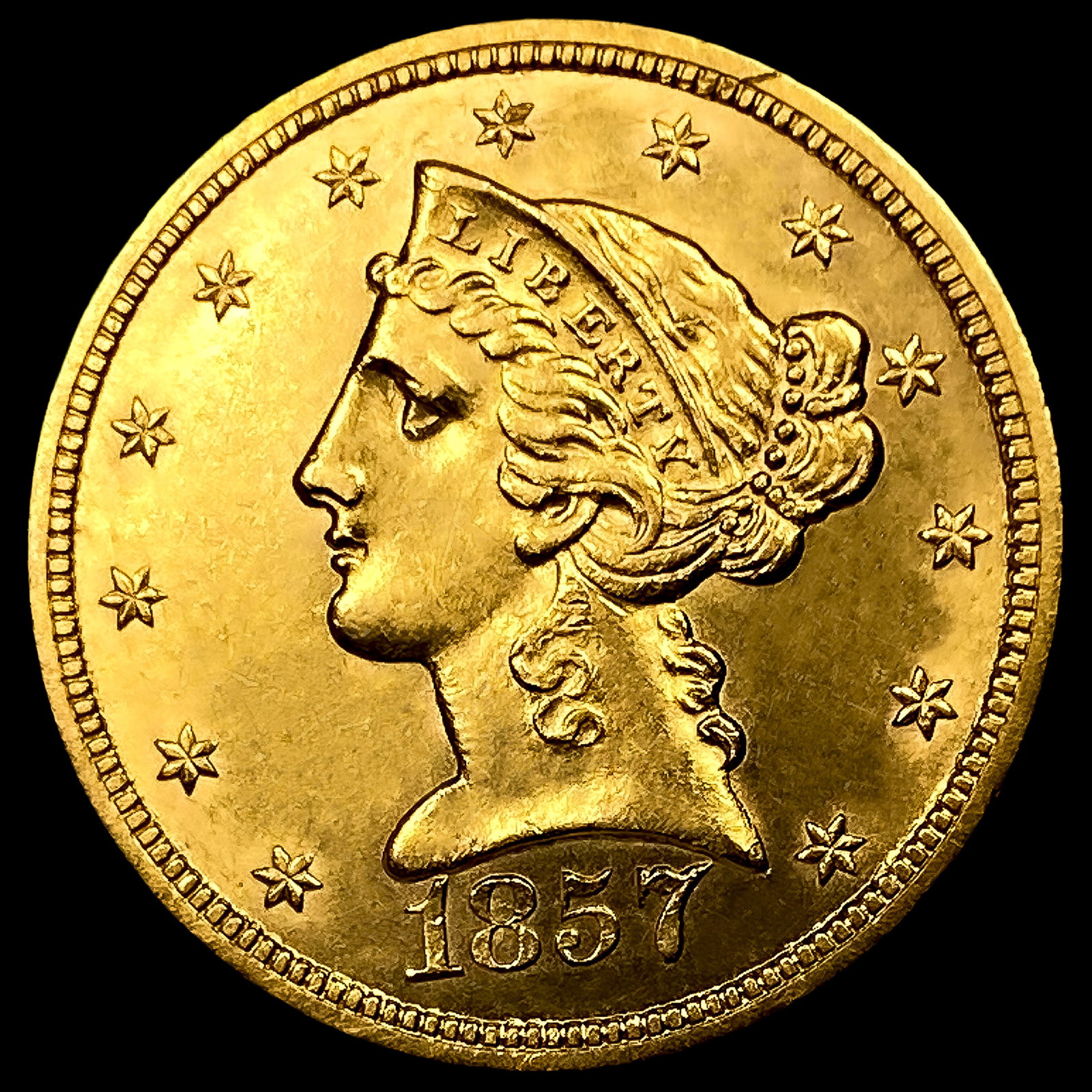1857-S $5 Gold Half Eagle: 1857-S $5 Gold Half Eagle