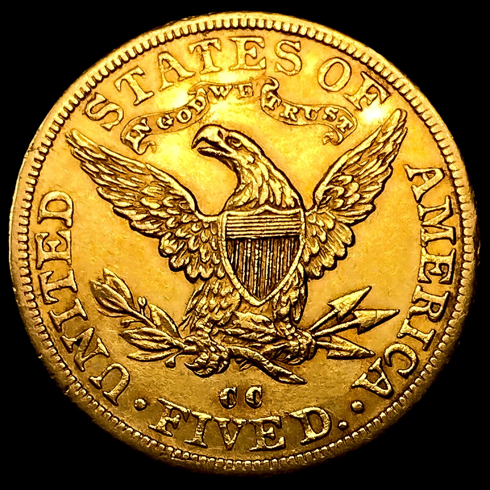 1892-CC $5 Gold Half Eagle - 2