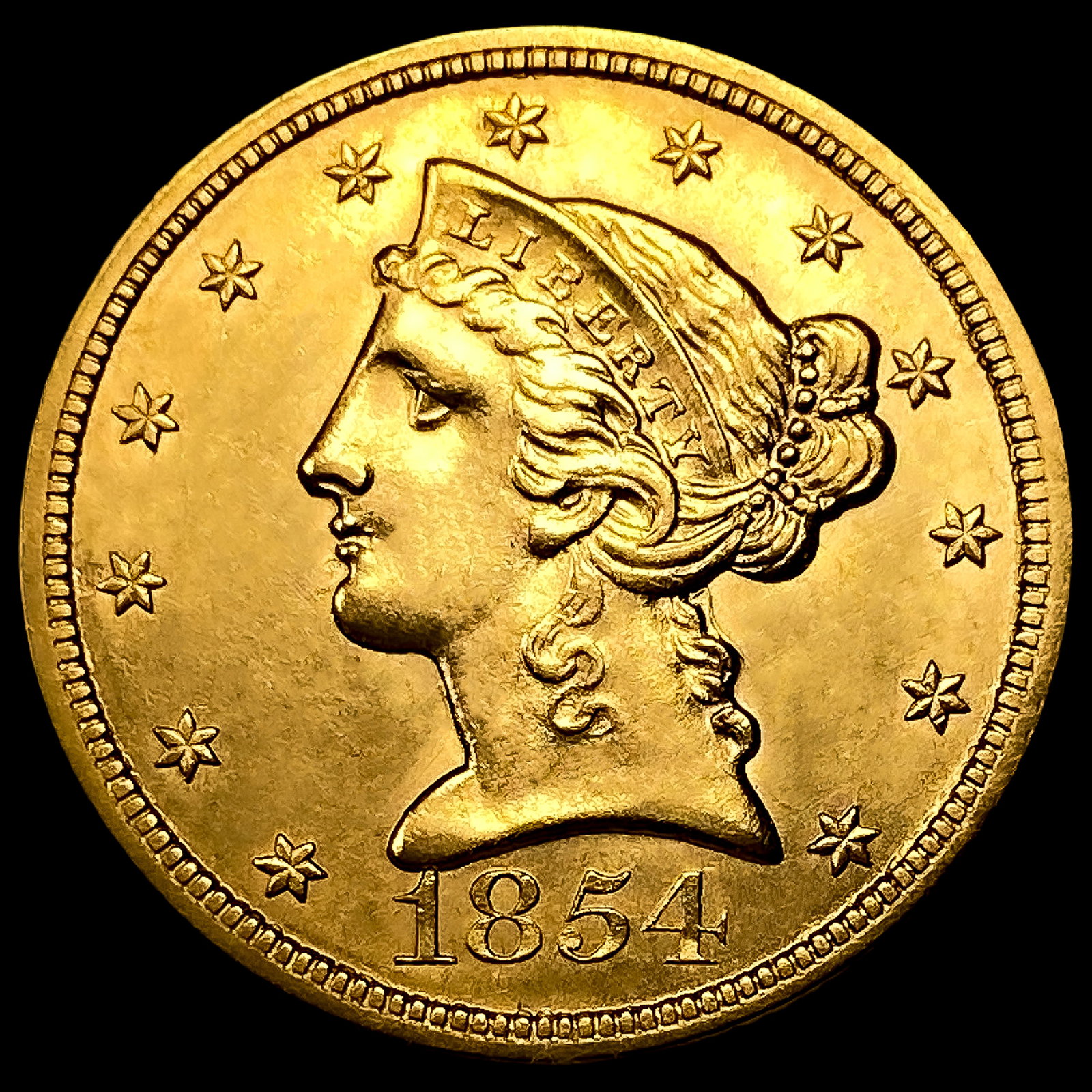 1854 $5 Gold Half Eagle: 1854 $5 Gold Half Eagle