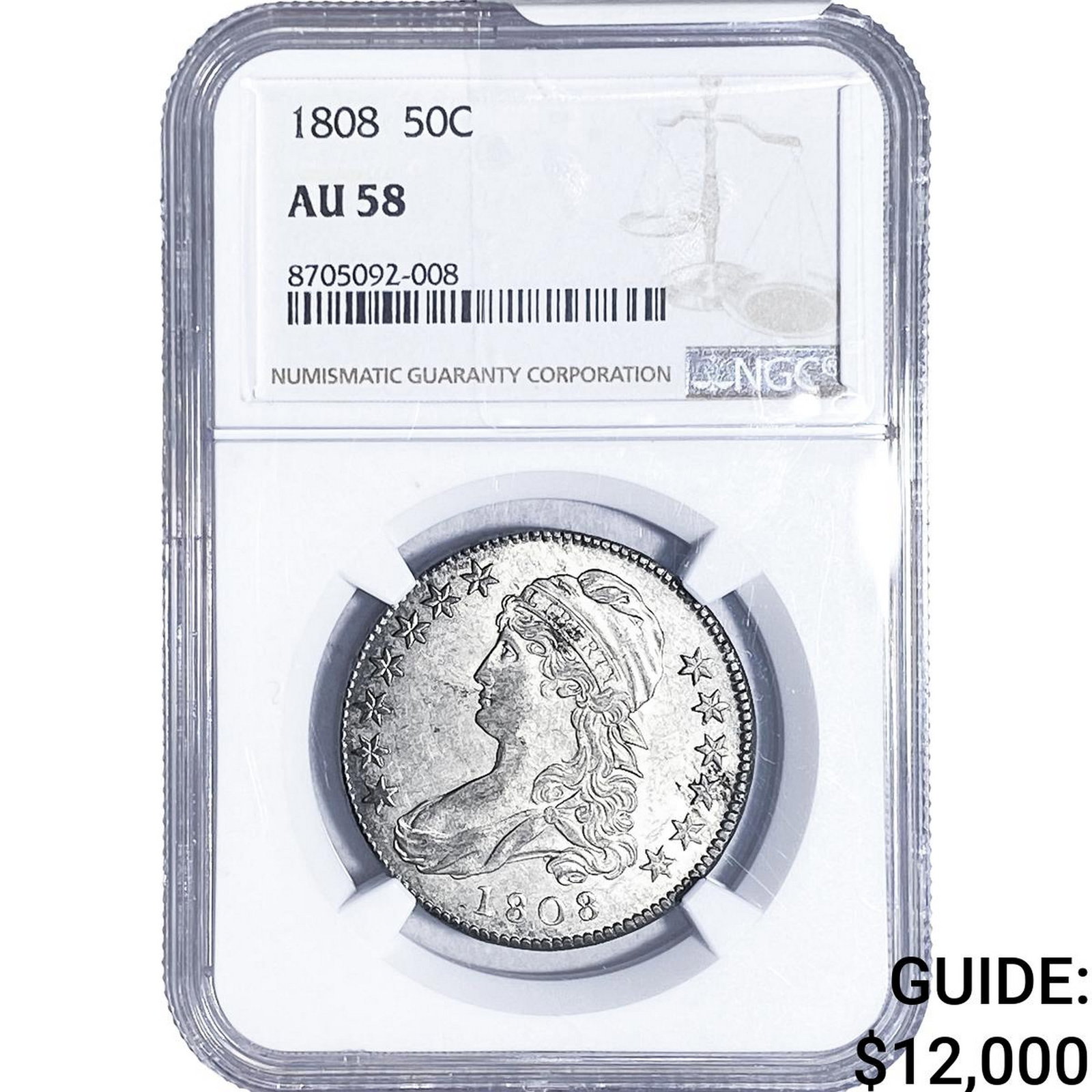 1808 Capped Bust Half Dollar NGC AU58 (1 of 4)