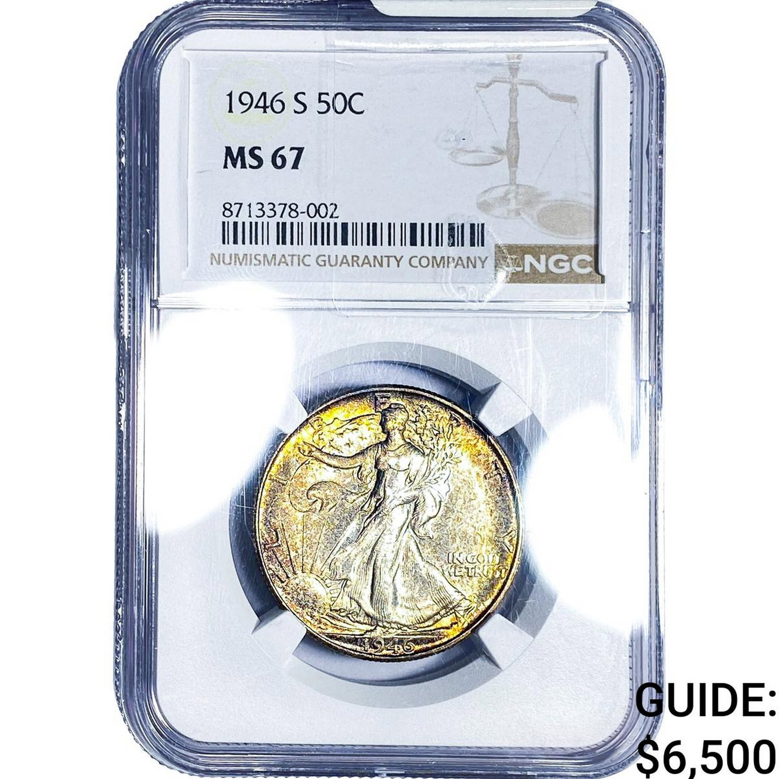 1946-S Walking Liberty Half Dollar NGC MS67: 1946-S Walking Liberty Half Dollar NGC MS67