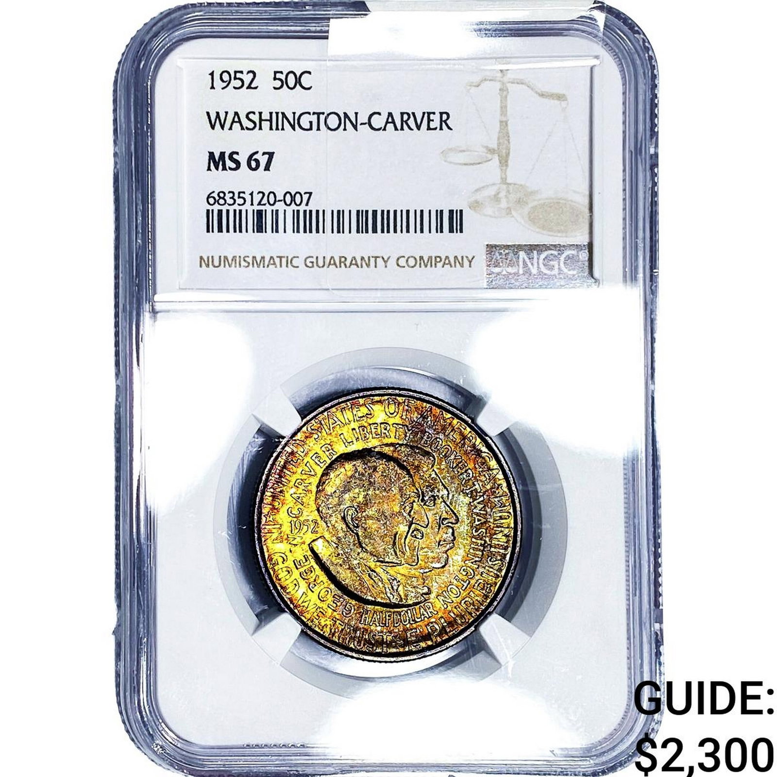 1952 Washington Carver Half Dollar NGC MS67: 1952 Washington Carver Half Dollar NGC MS67