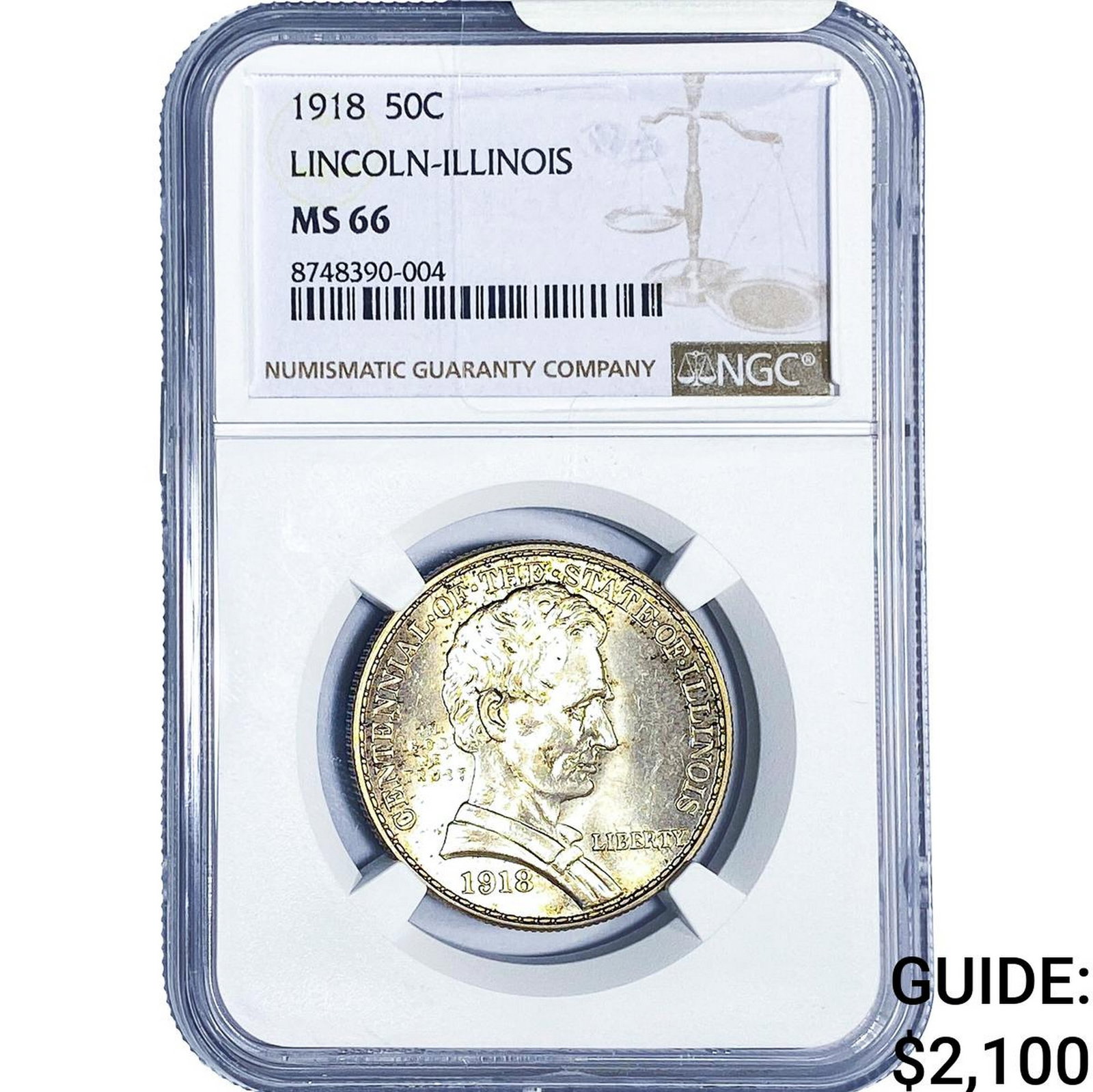 1918 Illinois Half Dollar NGC MS66: 1918 Illinois Half Dollar NGC MS66