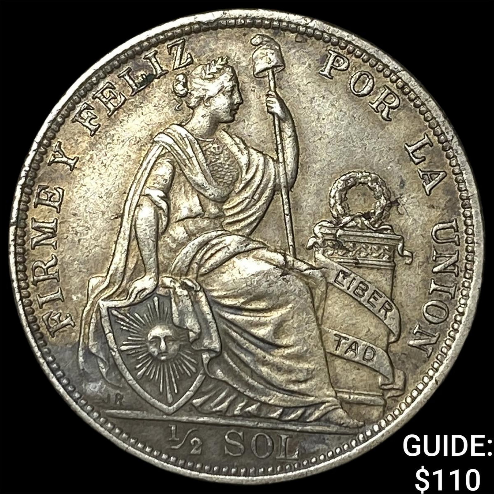 1922 Peru Silver 1/2 Sol: 1922 Peru Silver 1/2 Sol