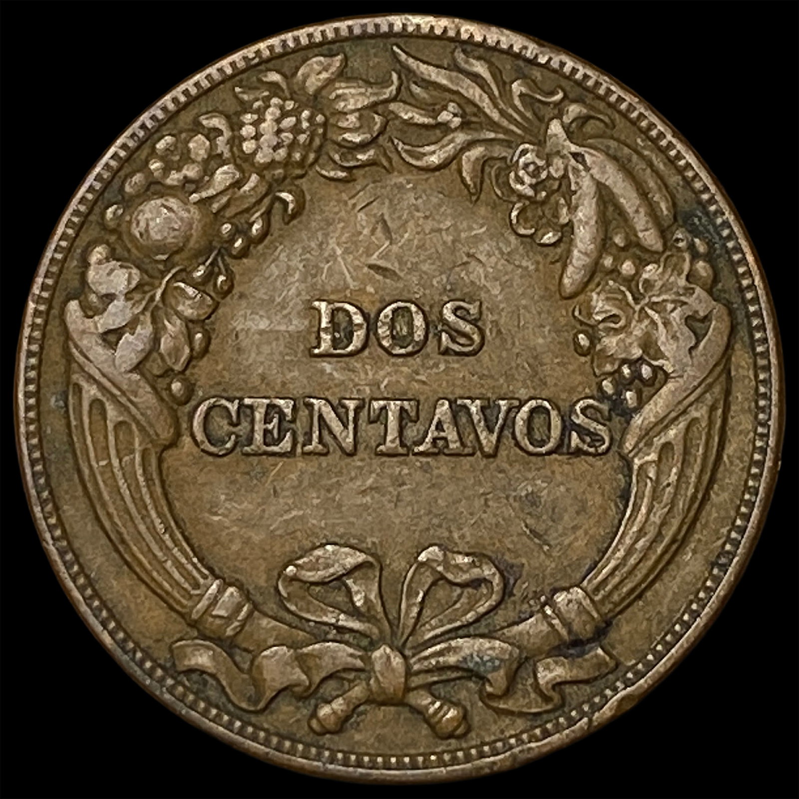 1919 Peru Copper 2 Centavos - 2