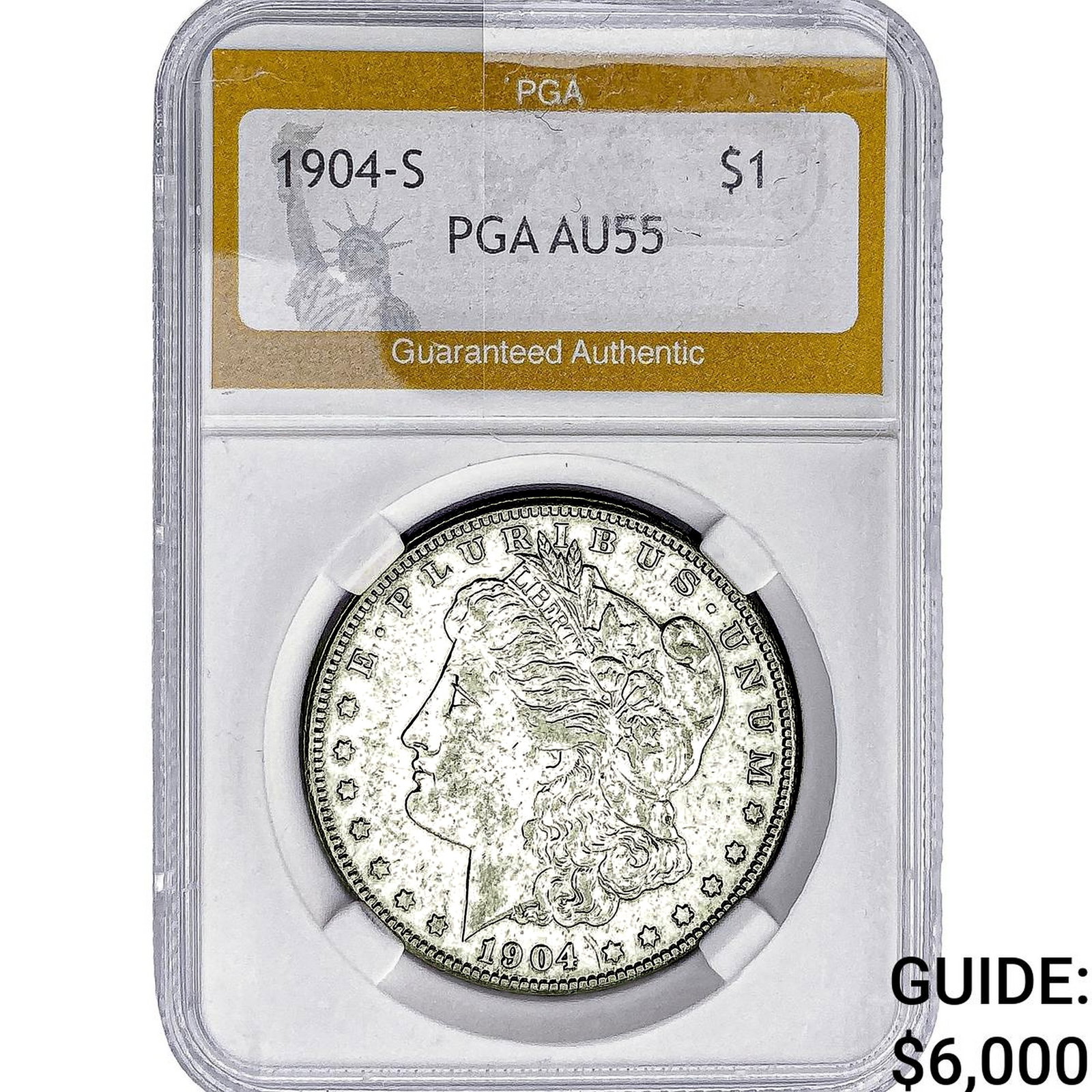 1904-S Morgan Silver Dollar PGA AU55: 1904-S Morgan Silver Dollar PGA AU55