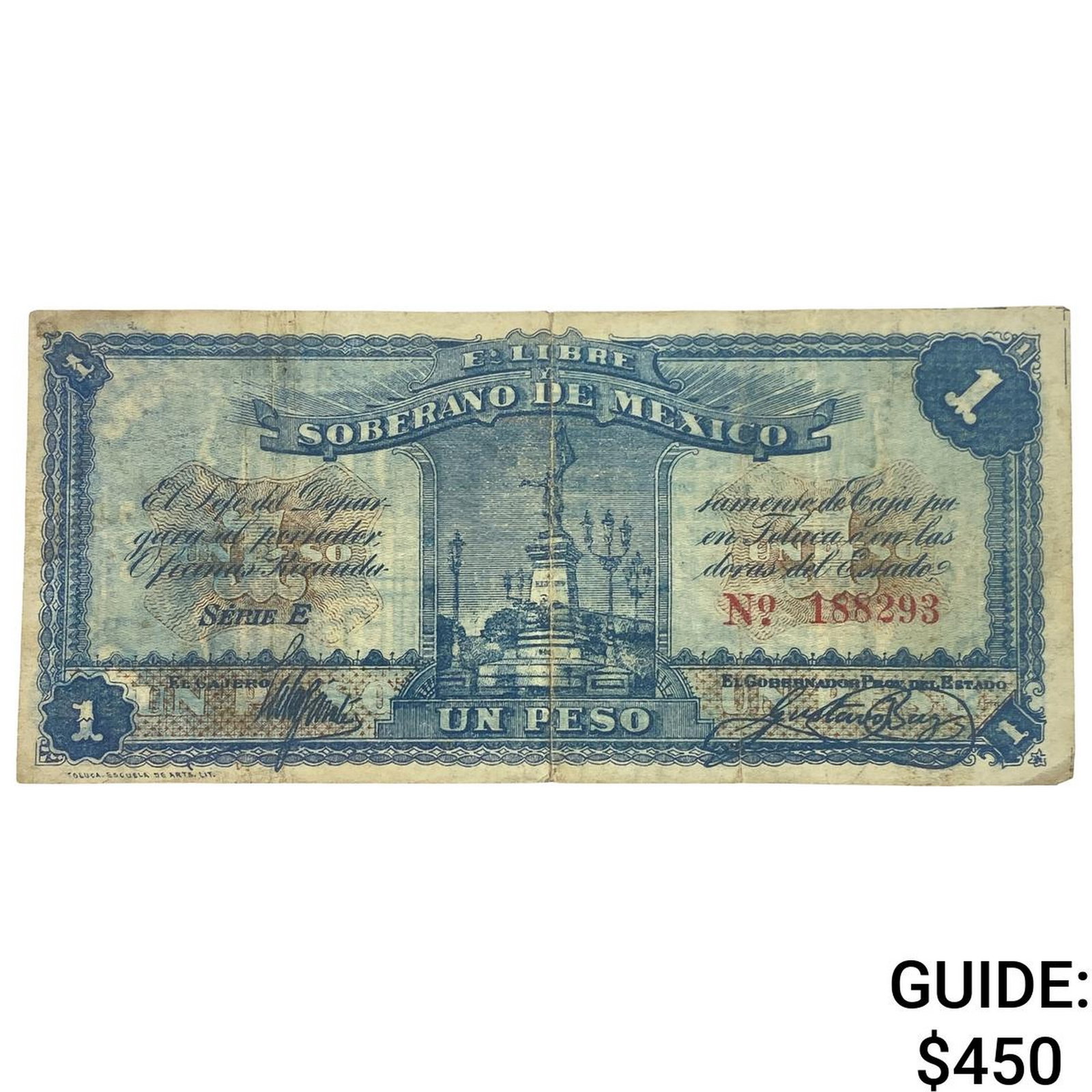 1915 Free and Sovereign State of Mexico 1 Peso (1 of 2)