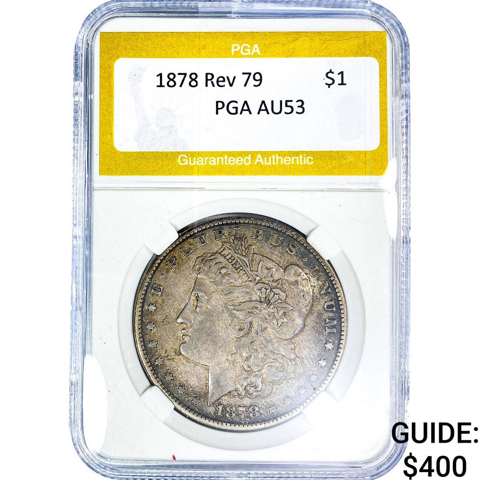1878 Rev 79 Morgan Silver Dollar PGA AU53: 1878 Rev 79 Morgan Silver Dollar PGA AU53