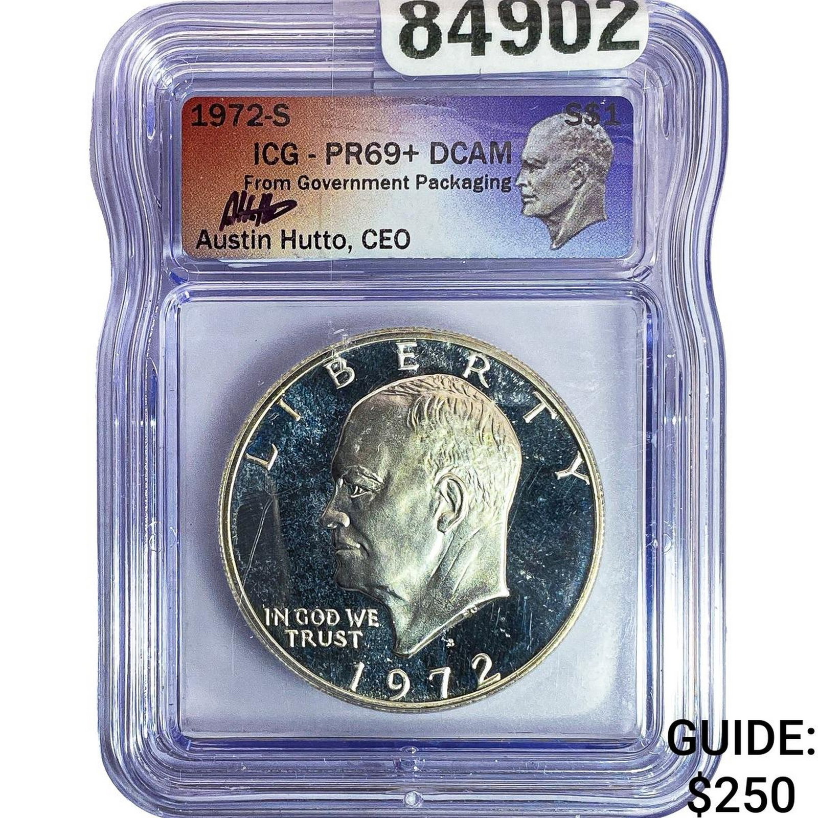 1972-S Eisenhower Dollar ICG PR69+ DCAM: 1972-S Eisenhower Dollar ICG PR69+ DCAM