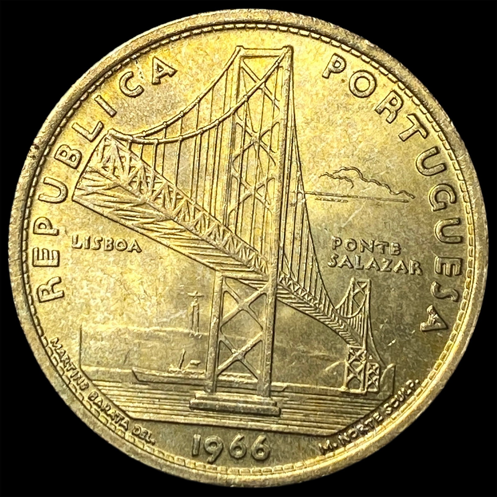 1966 Portugal Silver 20 Escudos Salazar Bridge (1 of 2)