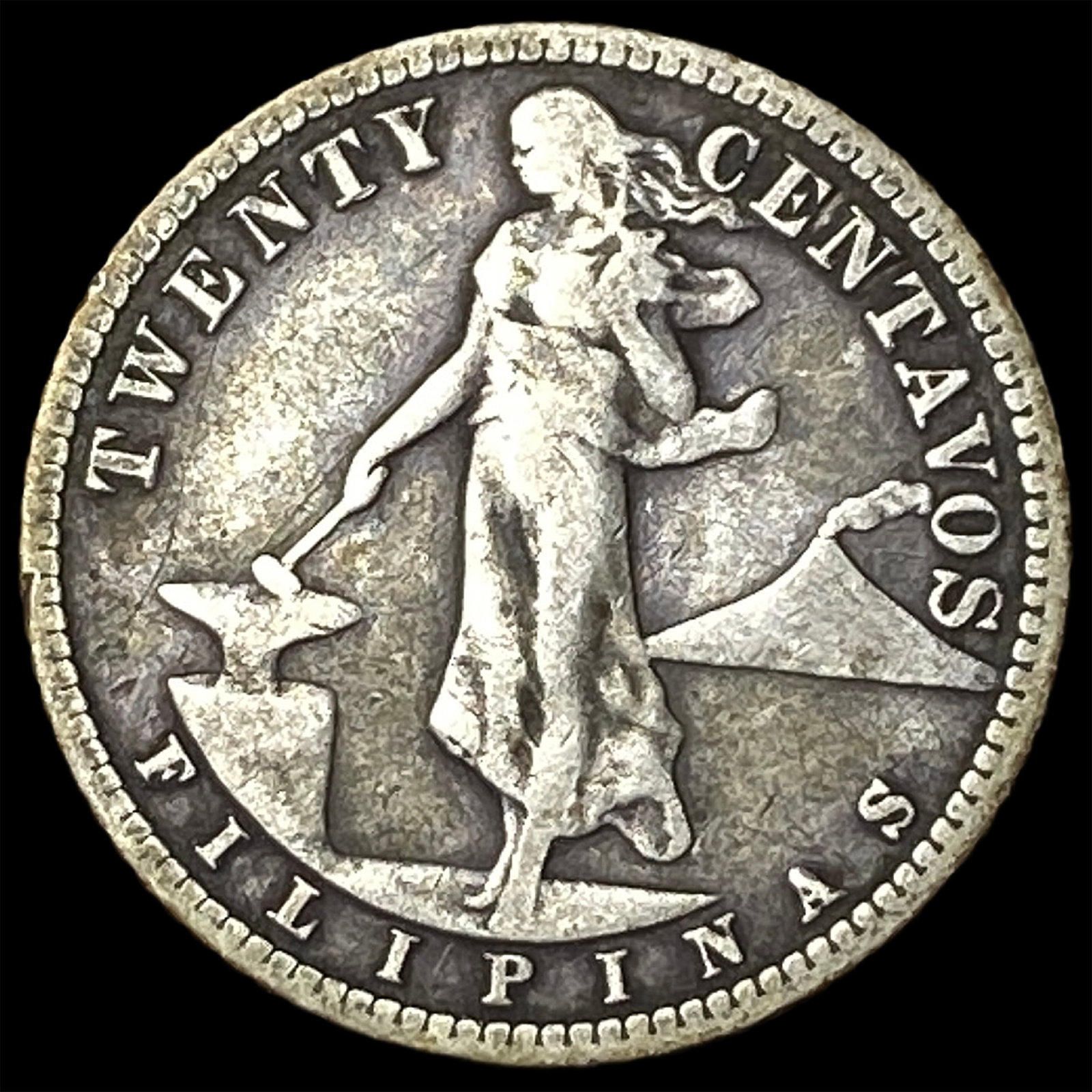 1909S Philippines Silver 20 Centavos: 1909S Philippines Silver 20 Centavos
