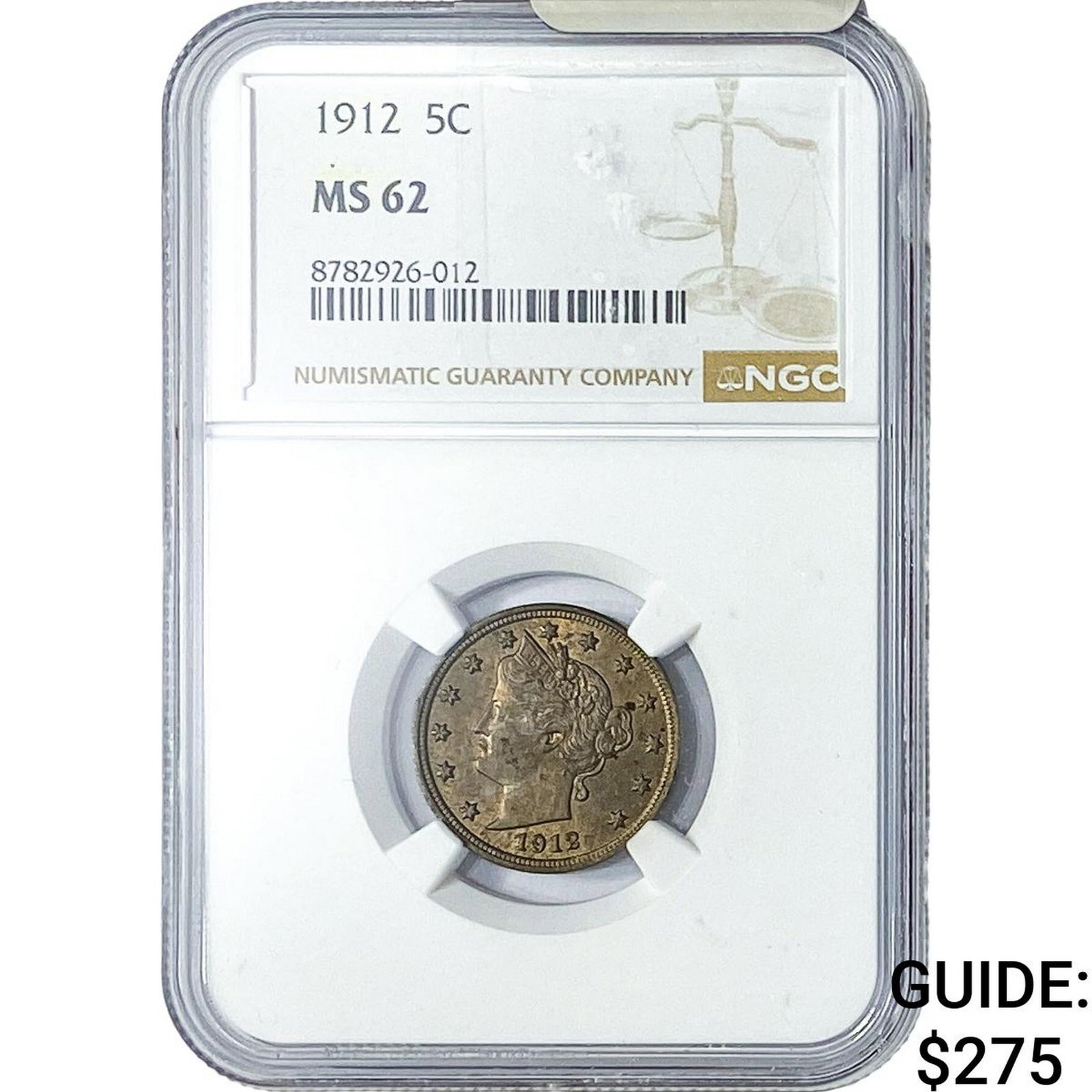 1912 Liberty Victory Nickel NGC MS62: 1912 Liberty Victory Nickel NGC MS62