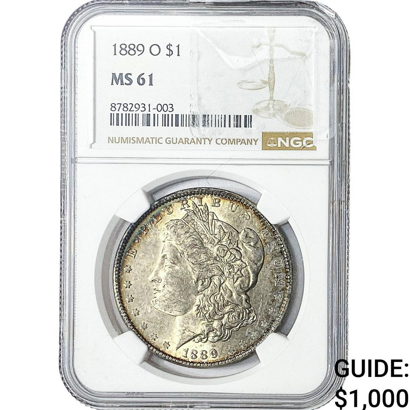 1889-O Morgan Silver Dollar NGC MS61: 1889-O Morgan Silver Dollar NGC MS61