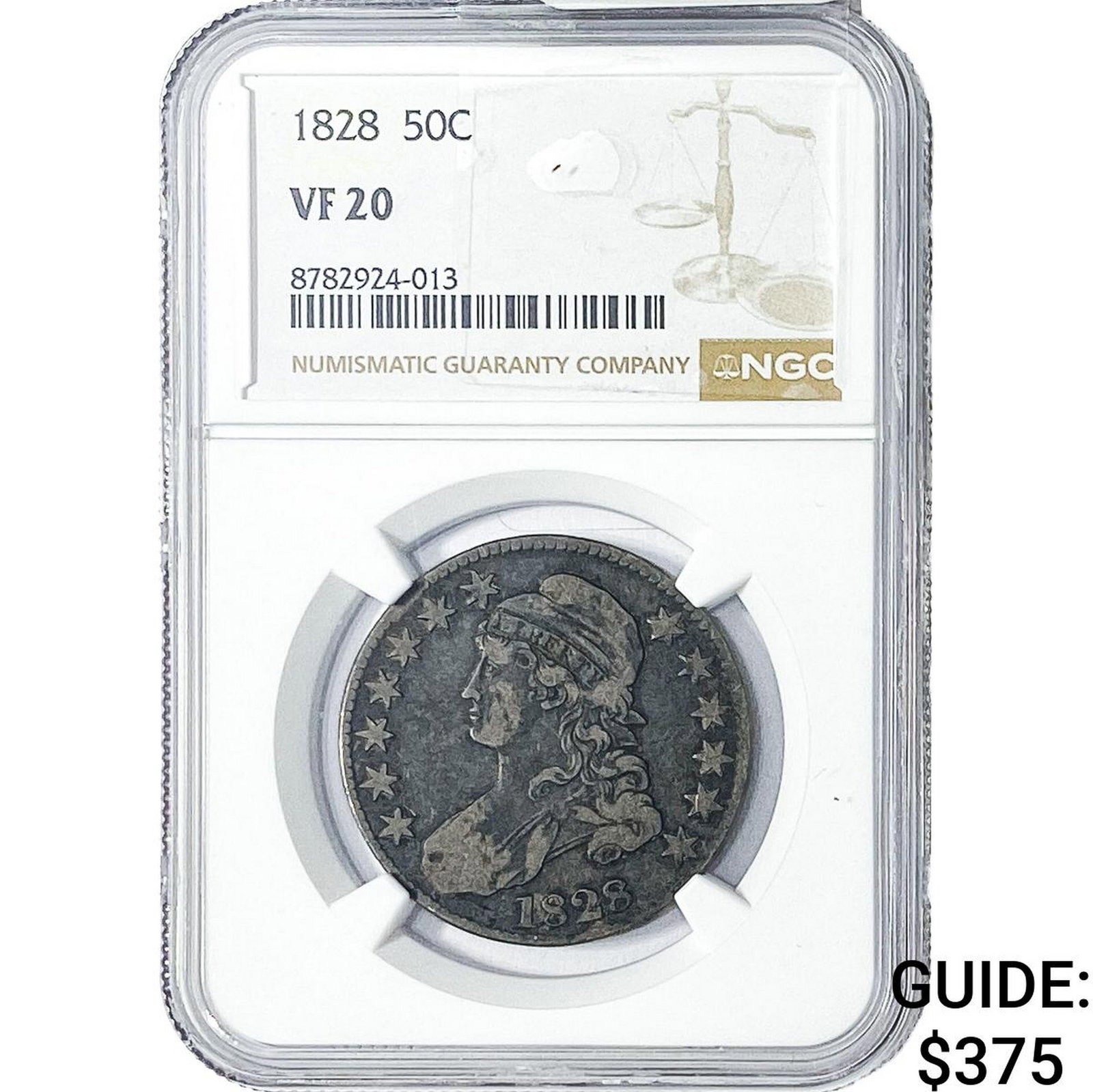 1828 Capped Bust Half Dollar NGC VF20: 1828 Capped Bust Half Dollar NGC VF20