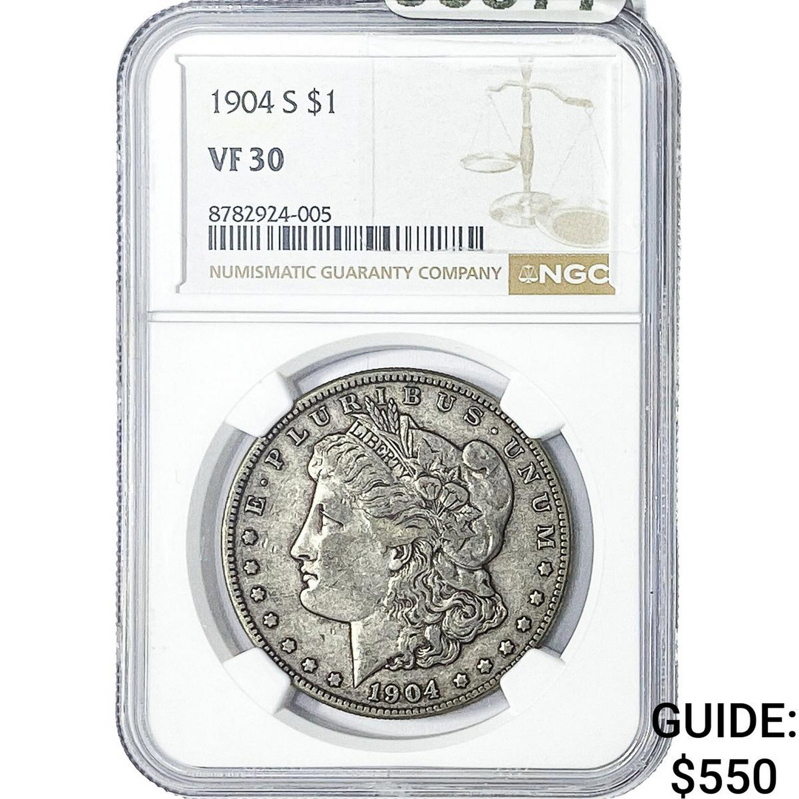 1904-S Morgan Silver Dollar NGC VF30: 1904-S Morgan Silver Dollar NGC VF30
