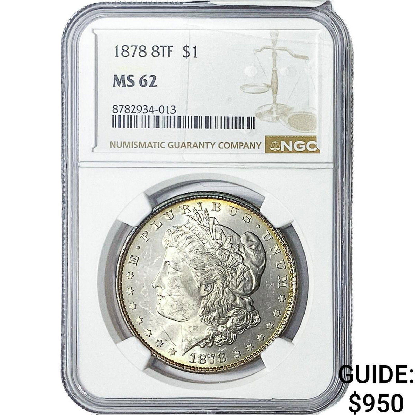 1878 Morgan Silver Dollar NGC MS62: 1878 Morgan Silver Dollar NGC MS62