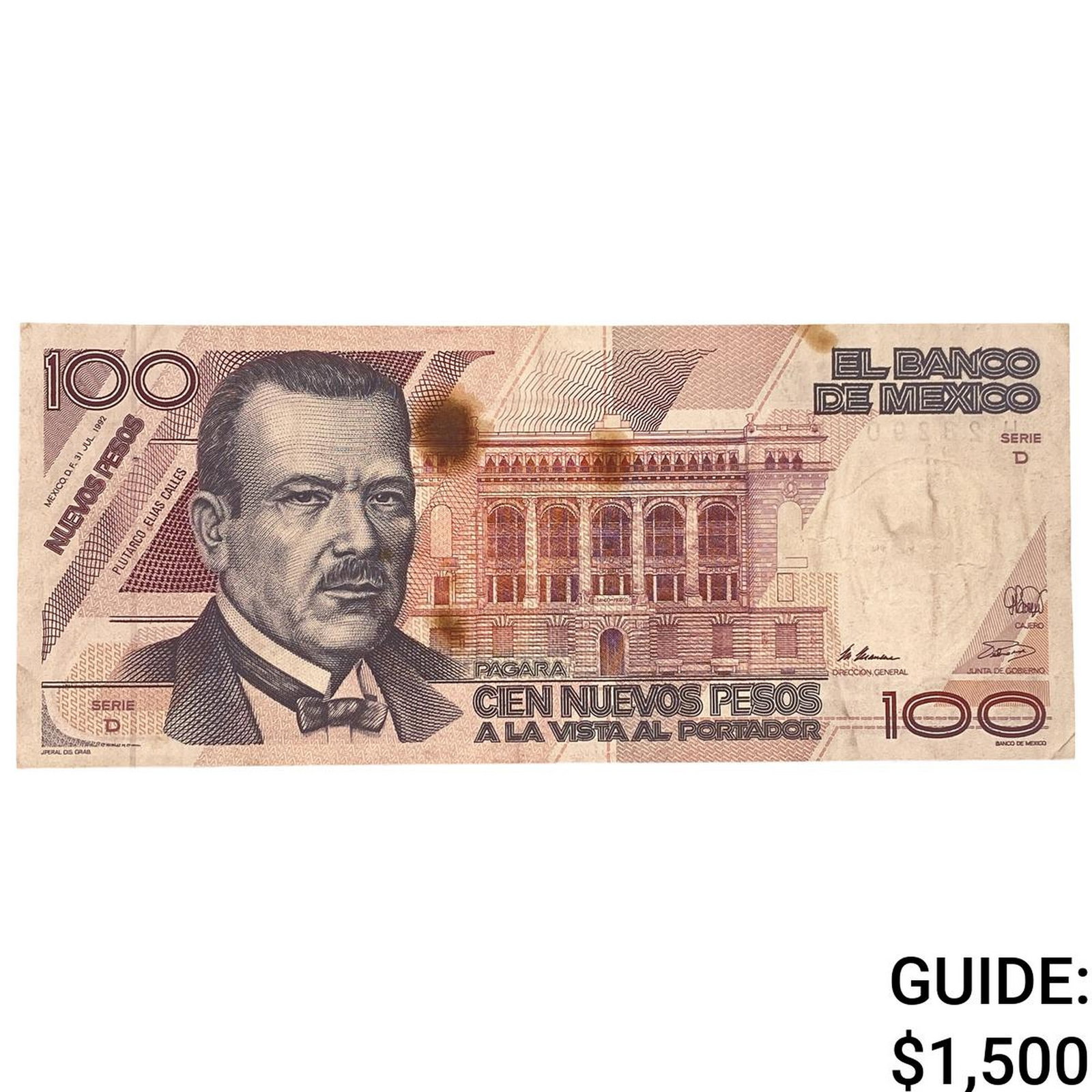 1992 Bank of Mexico 100 New Pesos: 1992 Bank of Mexico 100 New Pesos