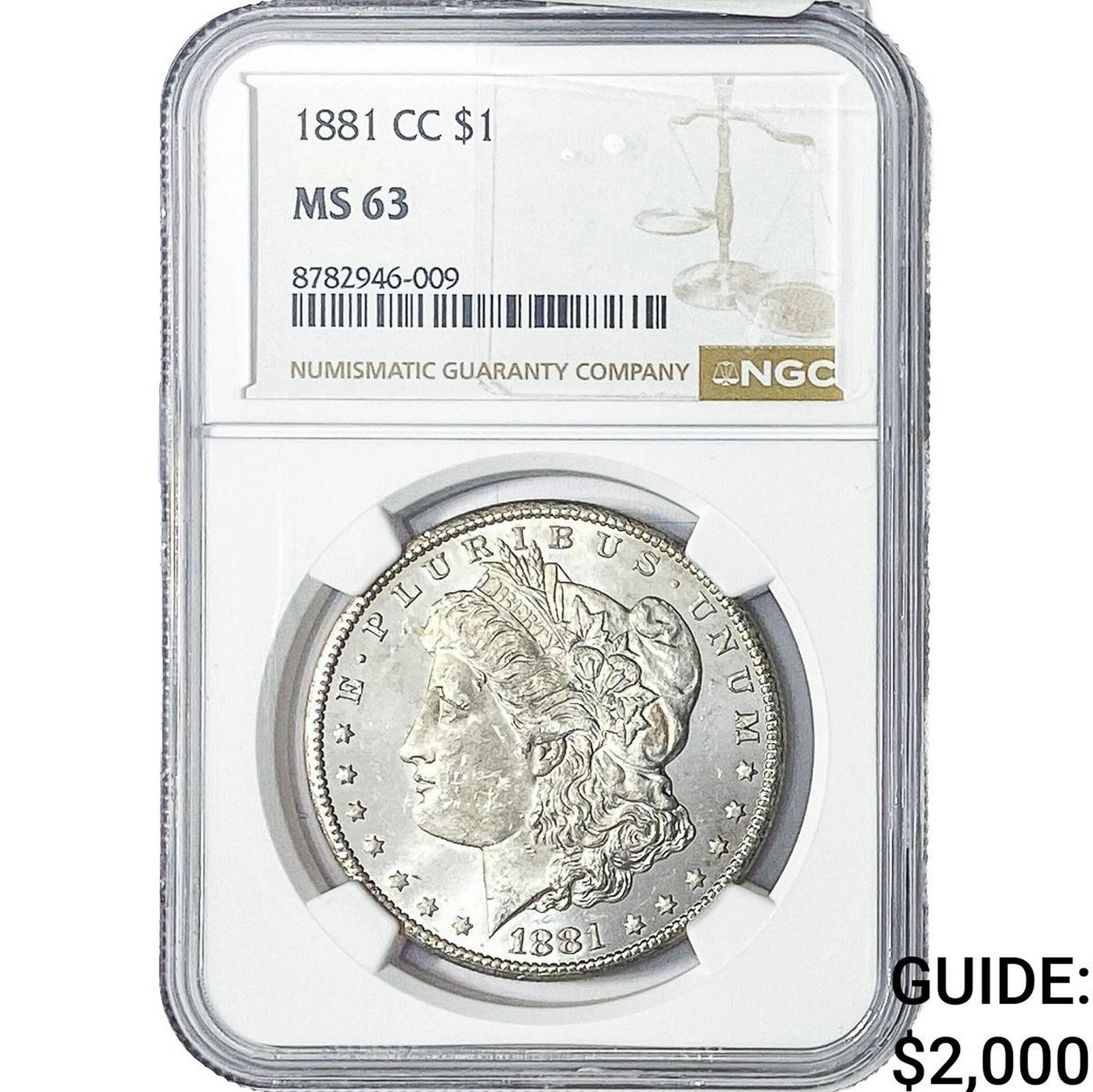 1881-CC Morgan Silver Dollar NGC MS63: 1881-CC Morgan Silver Dollar NGC MS63