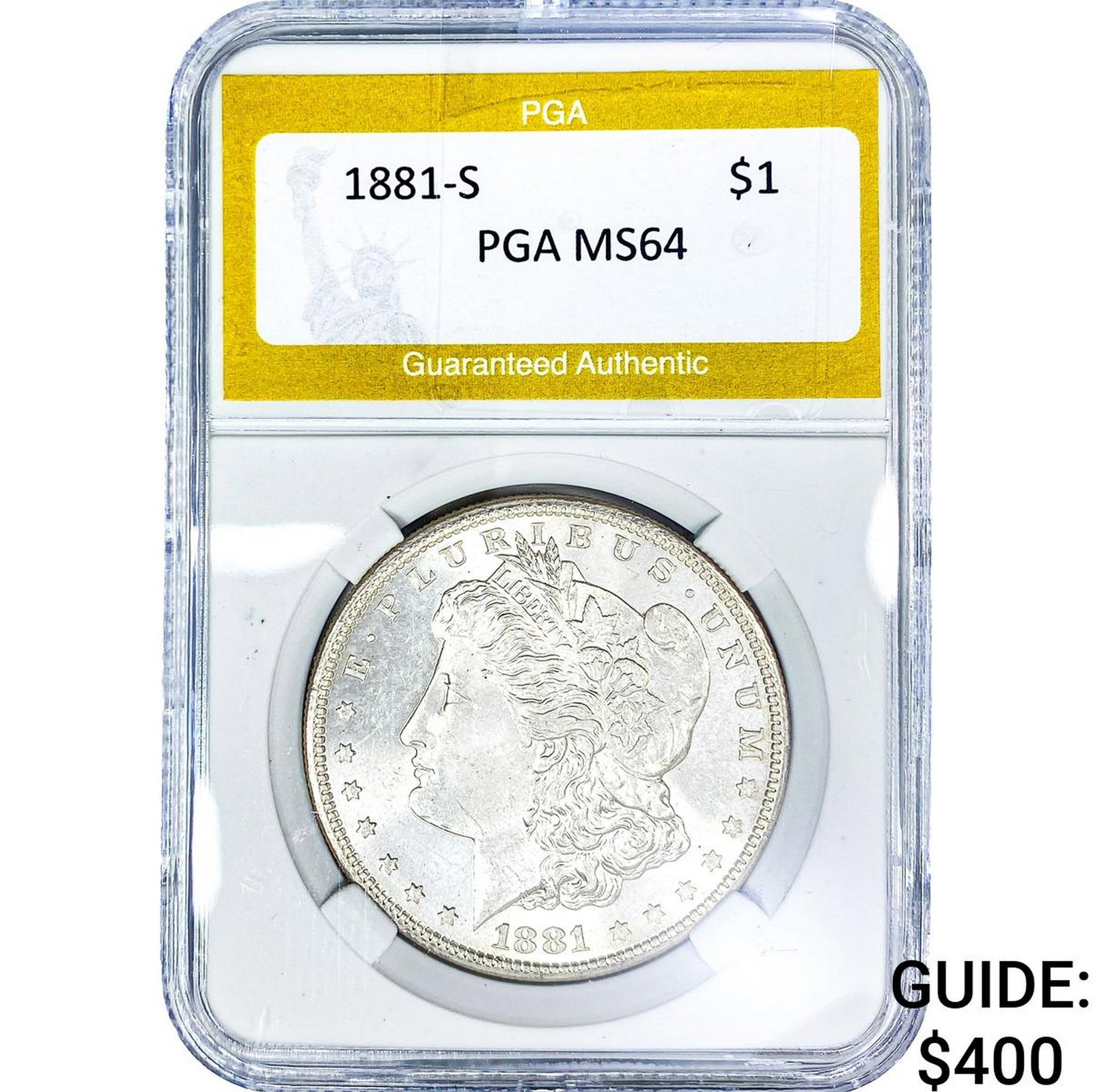 1881-S Morgan Silver Dollar PGA MS64: 1881-S Morgan Silver Dollar PGA MS64