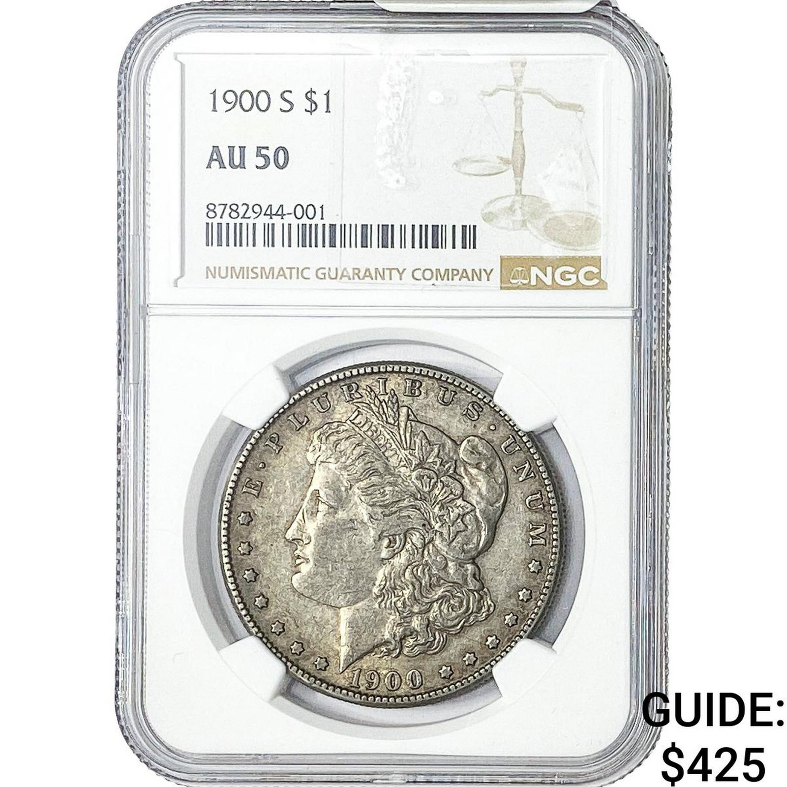 1900-S Morgan Silver Dollar NGC AU50: 1900-S Morgan Silver Dollar NGC AU50