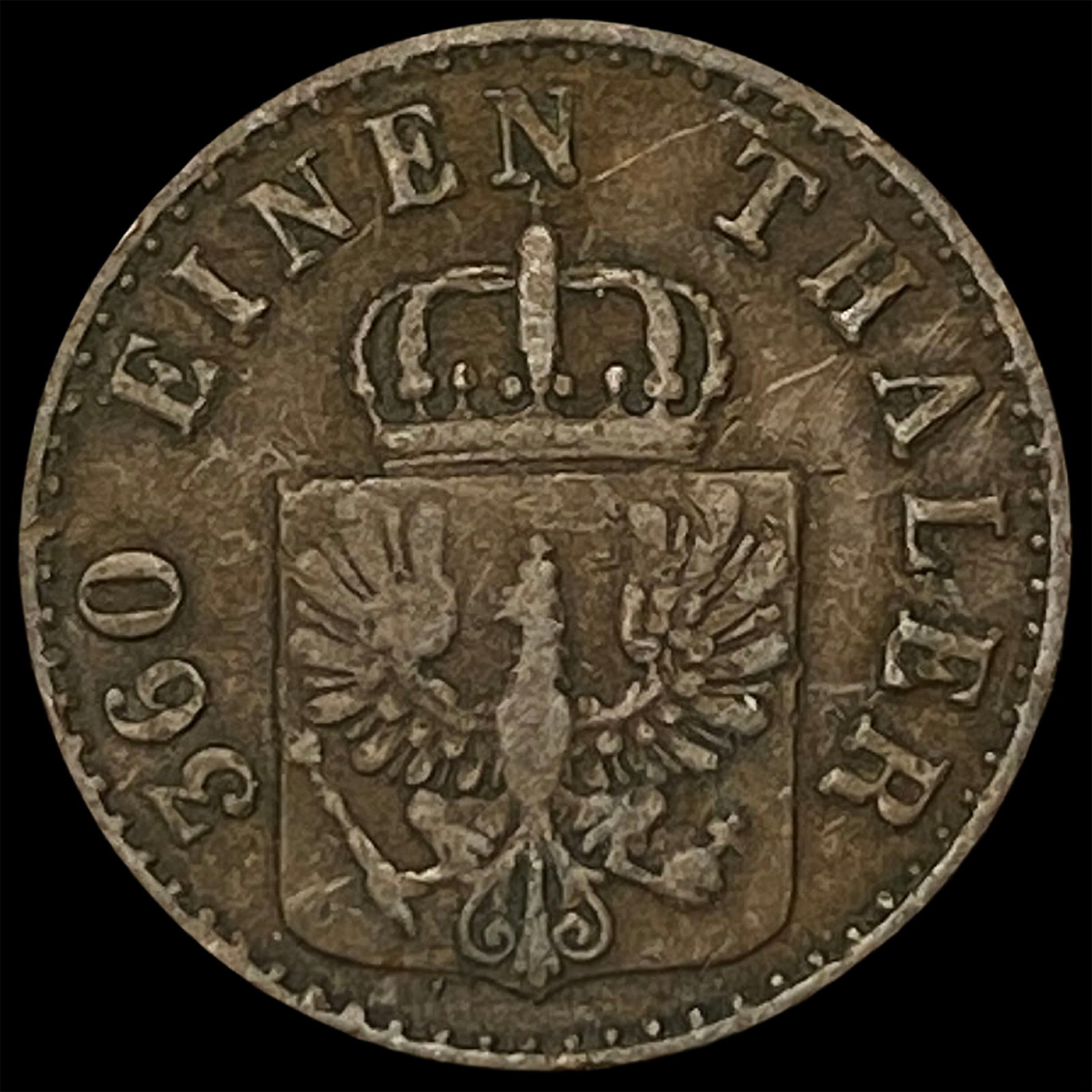 1849A Prussia Copper 1 Pfennig: 1849A Prussia Copper 1 Pfennig