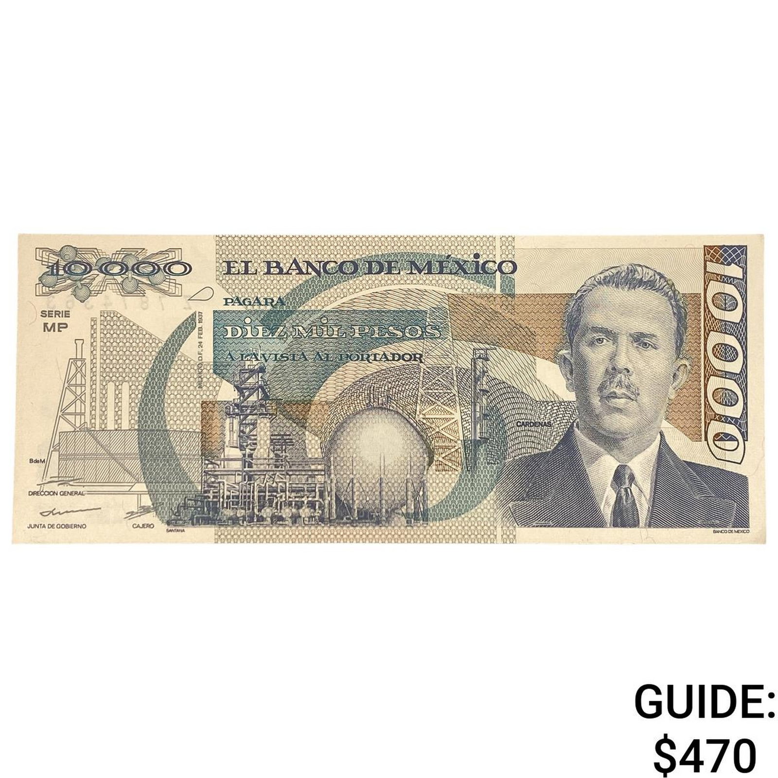 1937 Bank of Mexico 10,000 Pesos: 1937 Bank of Mexico 10,000 Pesos