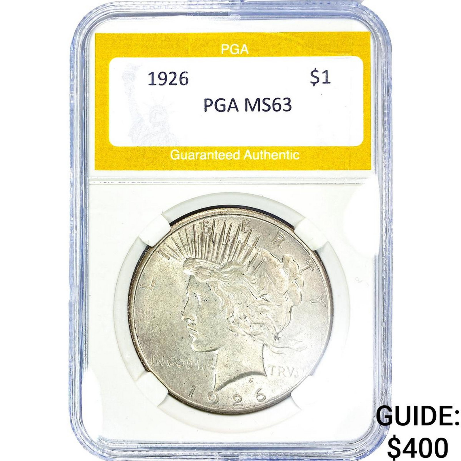 1926 Silver Peace Dollar PGA MS63: 1926 Silver Peace Dollar PGA MS63
