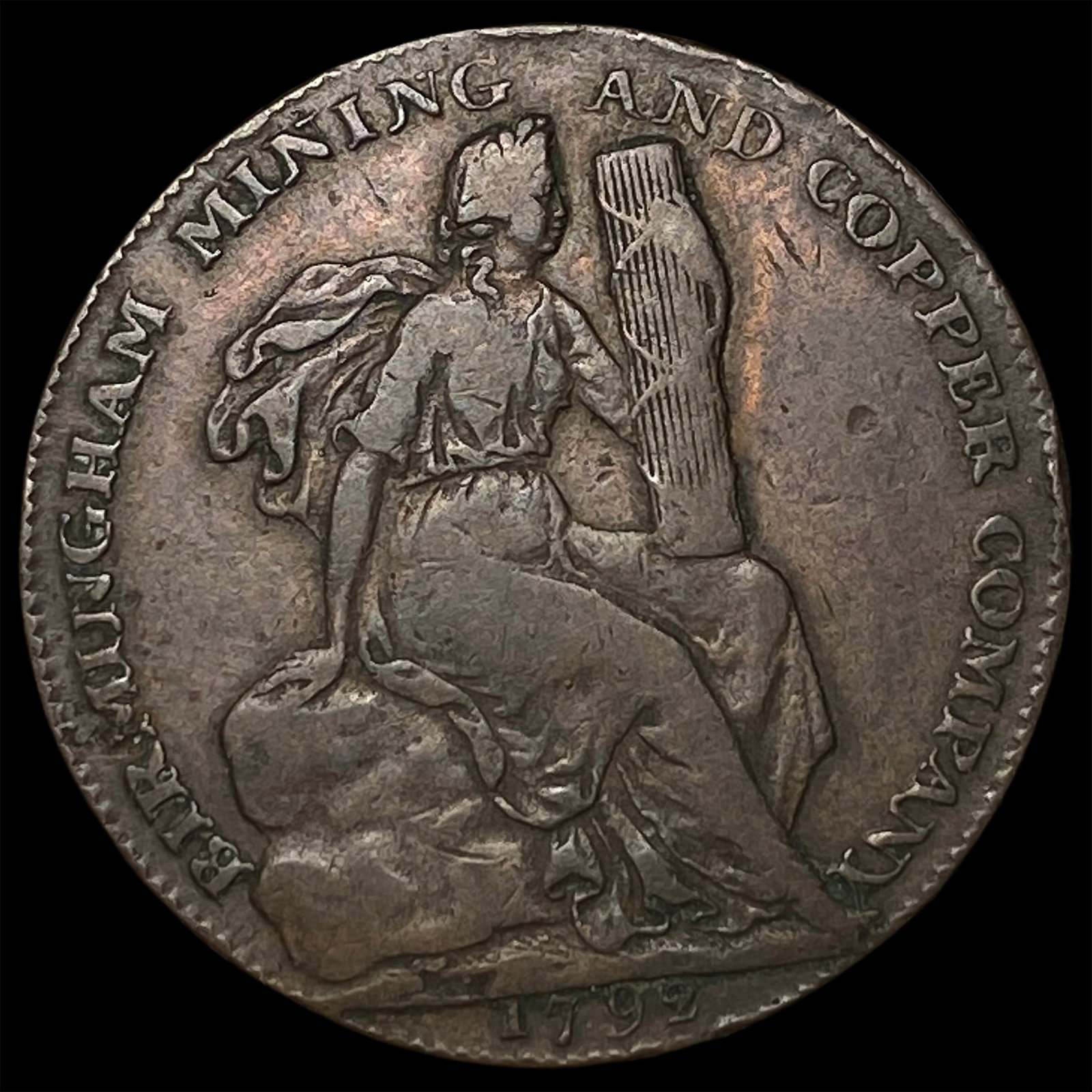 1792 Birmingham Mining&Copper Co. Copper 1/2 Penny (1 of 2)