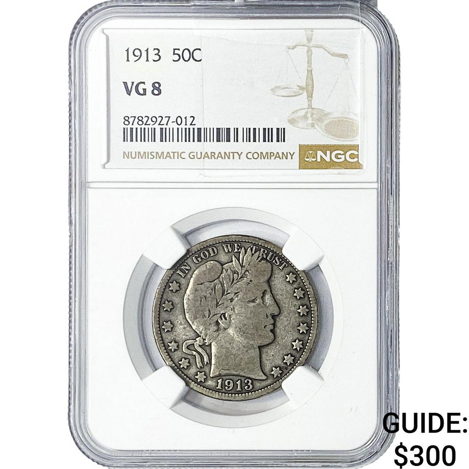 1913 Barber Half Dollar NGC VG8: 1913 Barber Half Dollar NGC VG8