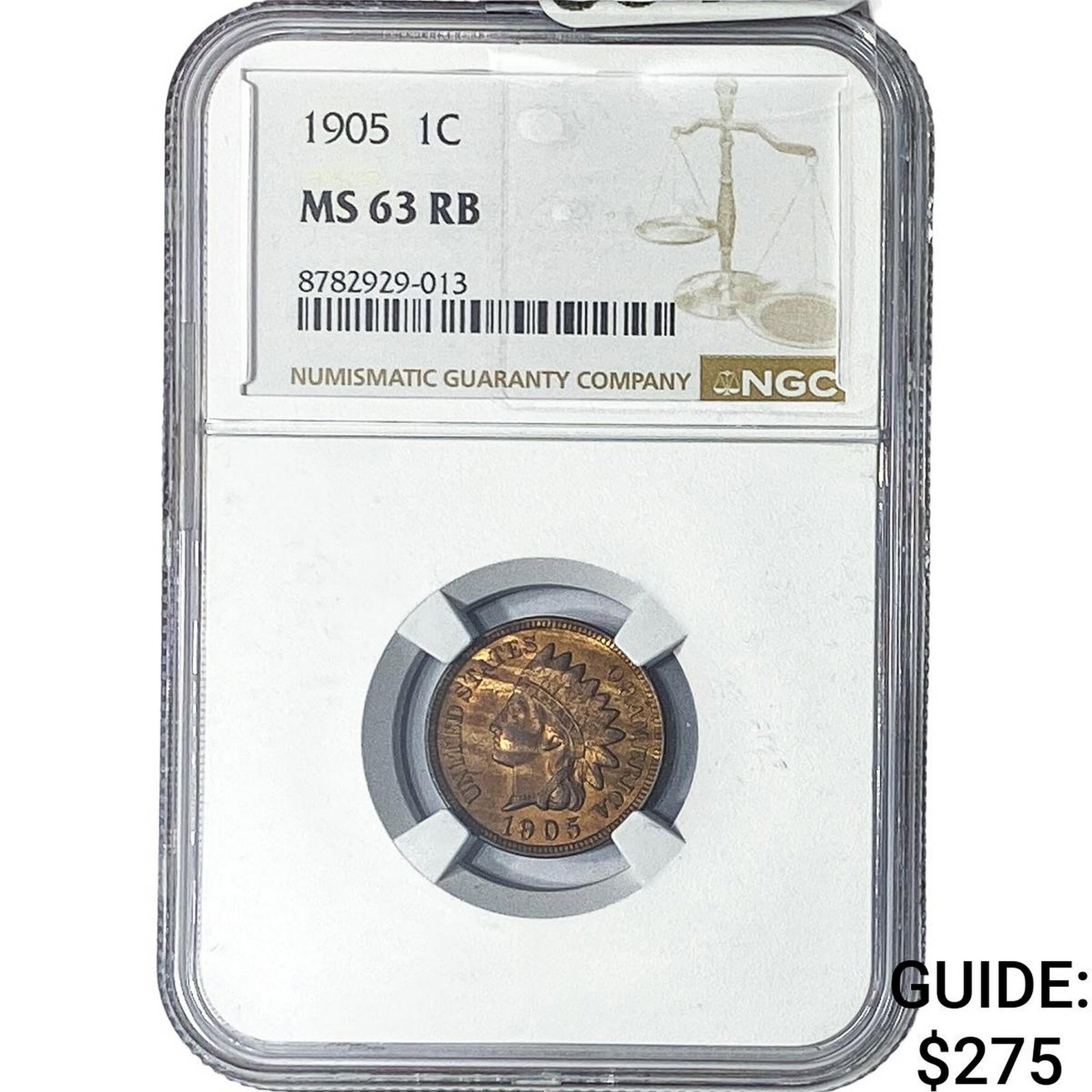 1905 Indian Head Cent NGC MS63 RB: 1905 Indian Head Cent NGC MS63 RB