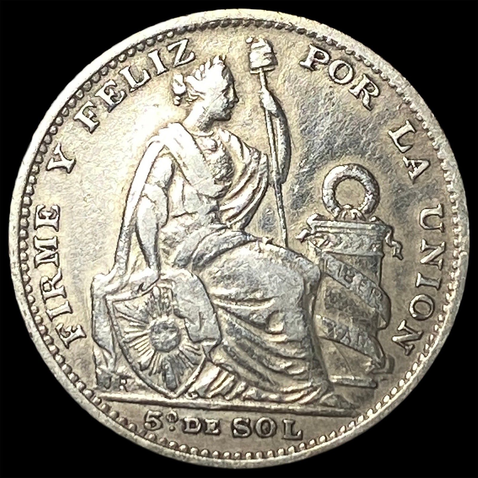1895 TF Peru Silver 1/5 Sol (1 of 2)