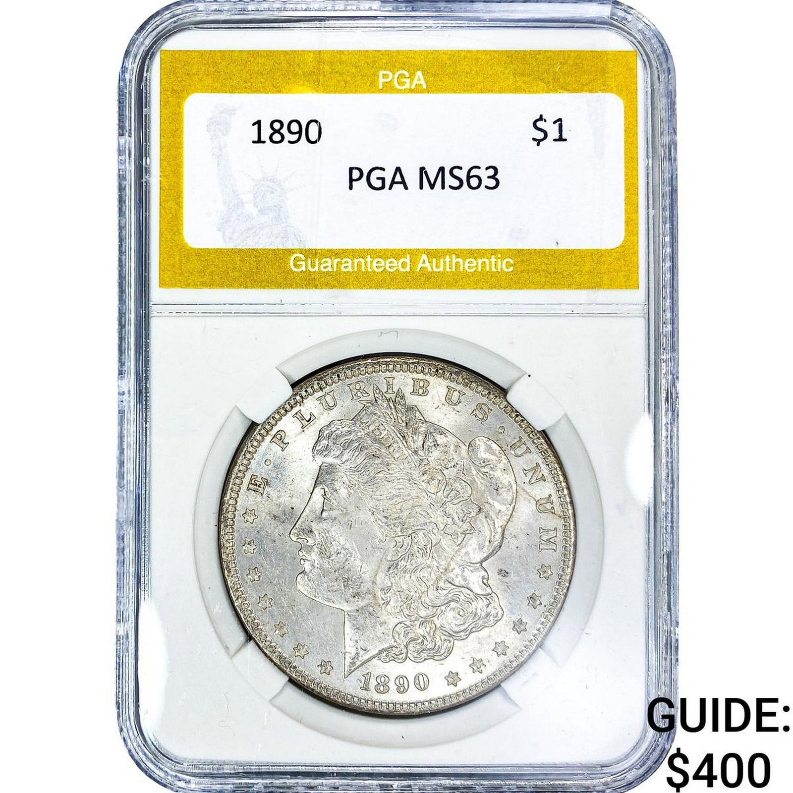 1890 Morgan Silver Dollar PGA MS63: 1890 Morgan Silver Dollar PGA MS63
