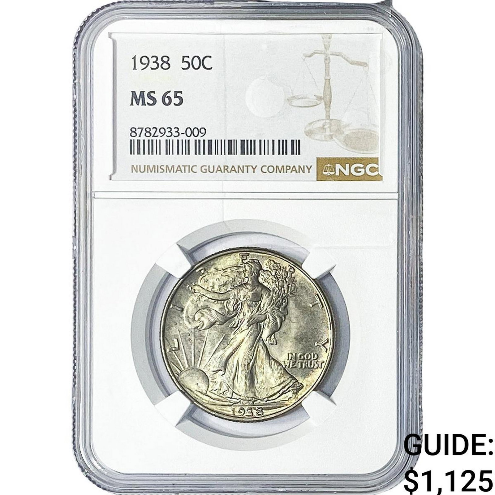 1938 Walking Liberty Half Dollar NGC MS65: 1938 Walking Liberty Half Dollar NGC MS65