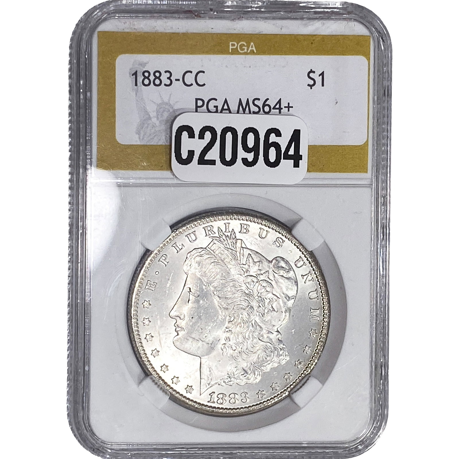 1883-CC Morgan Silver Dollar PGA MS64+: 1883-CC Morgan Silver Dollar PGA MS64+