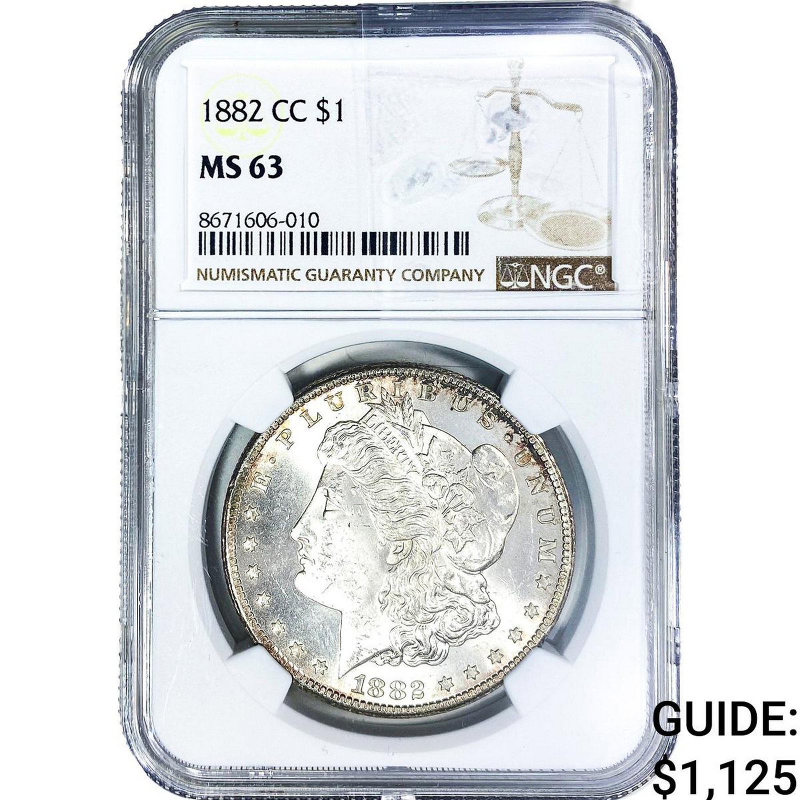 1882-CC Morgan Silver Dollar NGC MS63 (1 of 2)