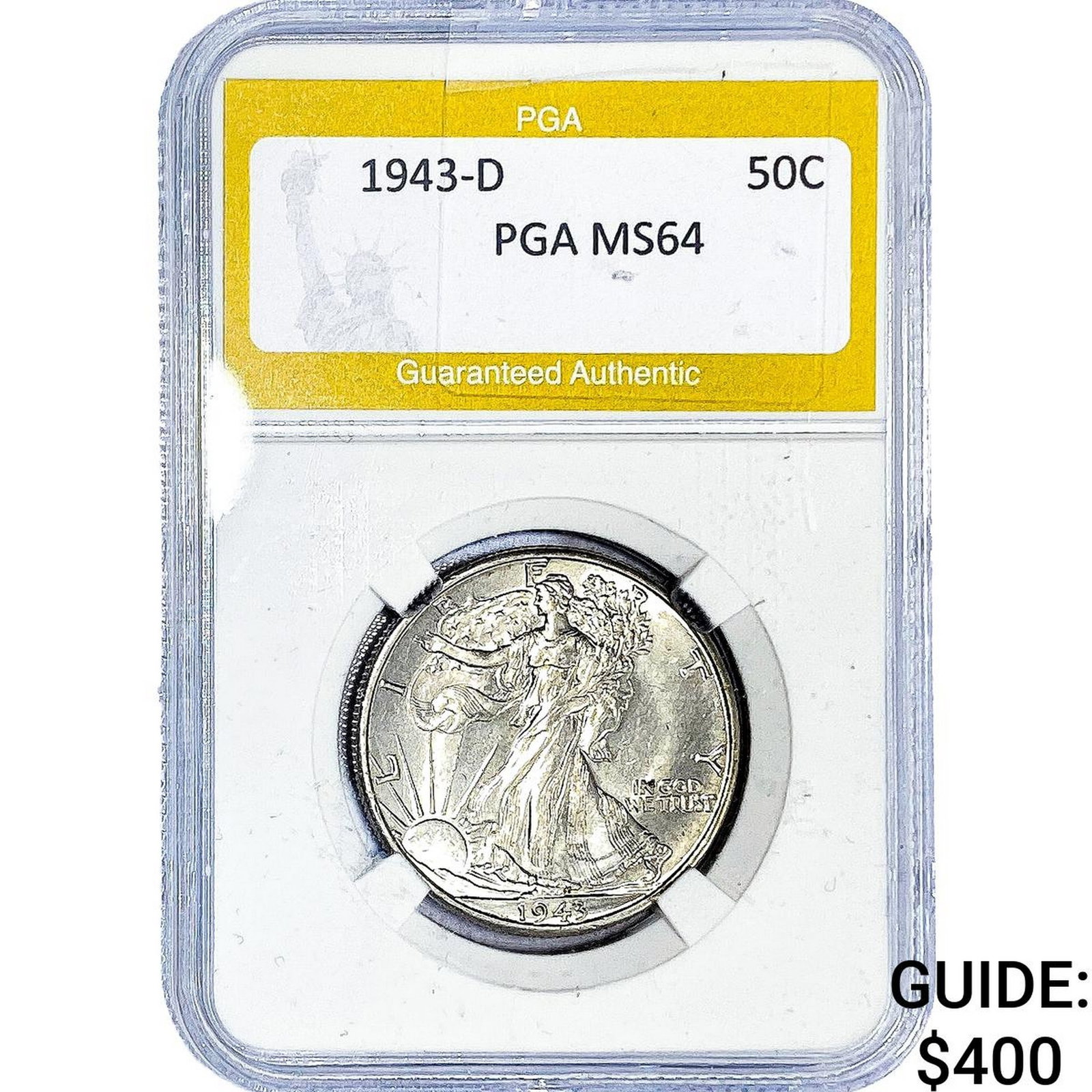 1943-D Walking Liberty Half Dollar PGA MS64 (1 of 2)