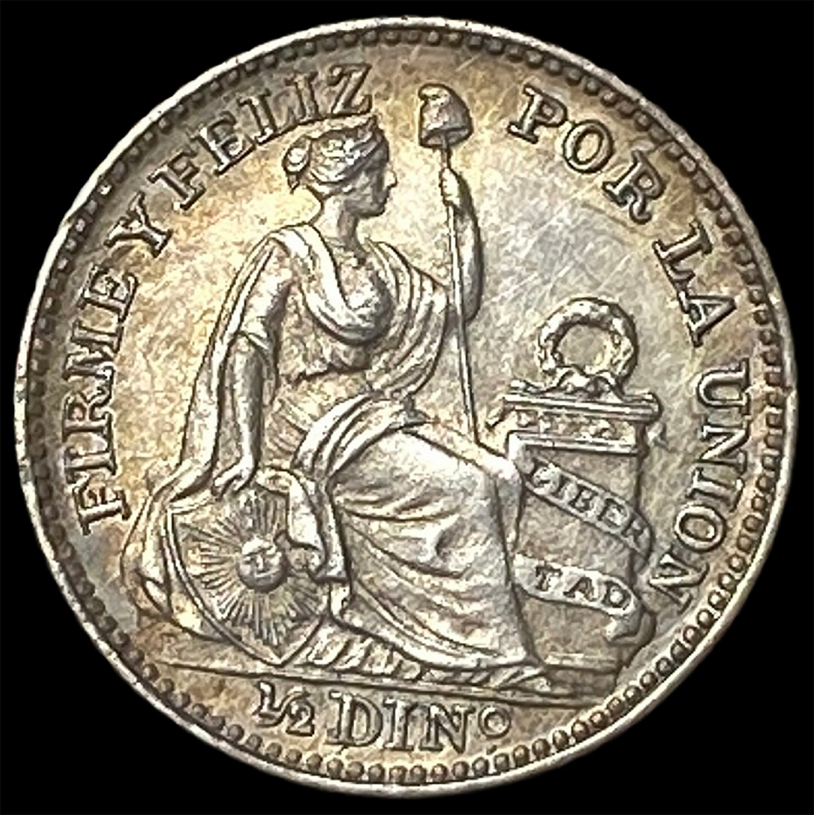 1909 FG Peru Silver 1/2 Dinero (1 of 2)