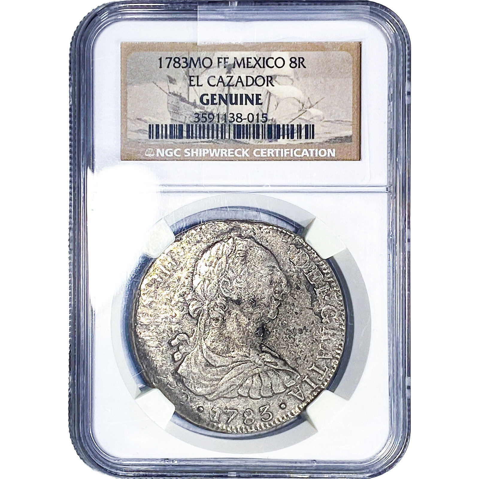 1783MO FF Mexico Silver 8 Reales El Cazador NGC Genuine: 1783MO FF Mexico Silver 8 Reales El Cazador NGC Genuine