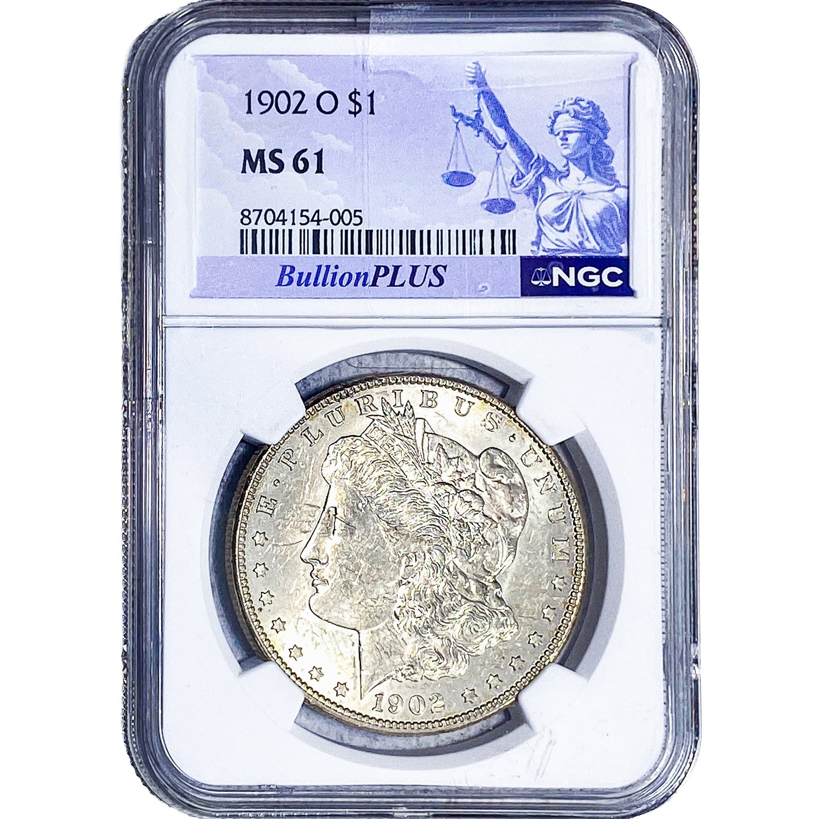 1902-O Morgan Silver Dollar NGC MS61: 1902-O Morgan Silver Dollar NGC MS61