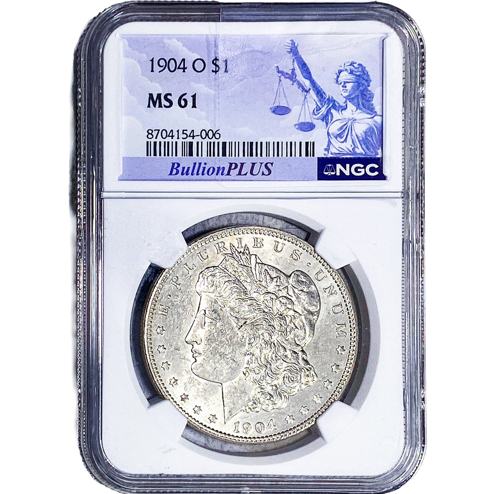 1904-O Morgan Silver Dollar NGC MS61: 1904-O Morgan Silver Dollar NGC MS61