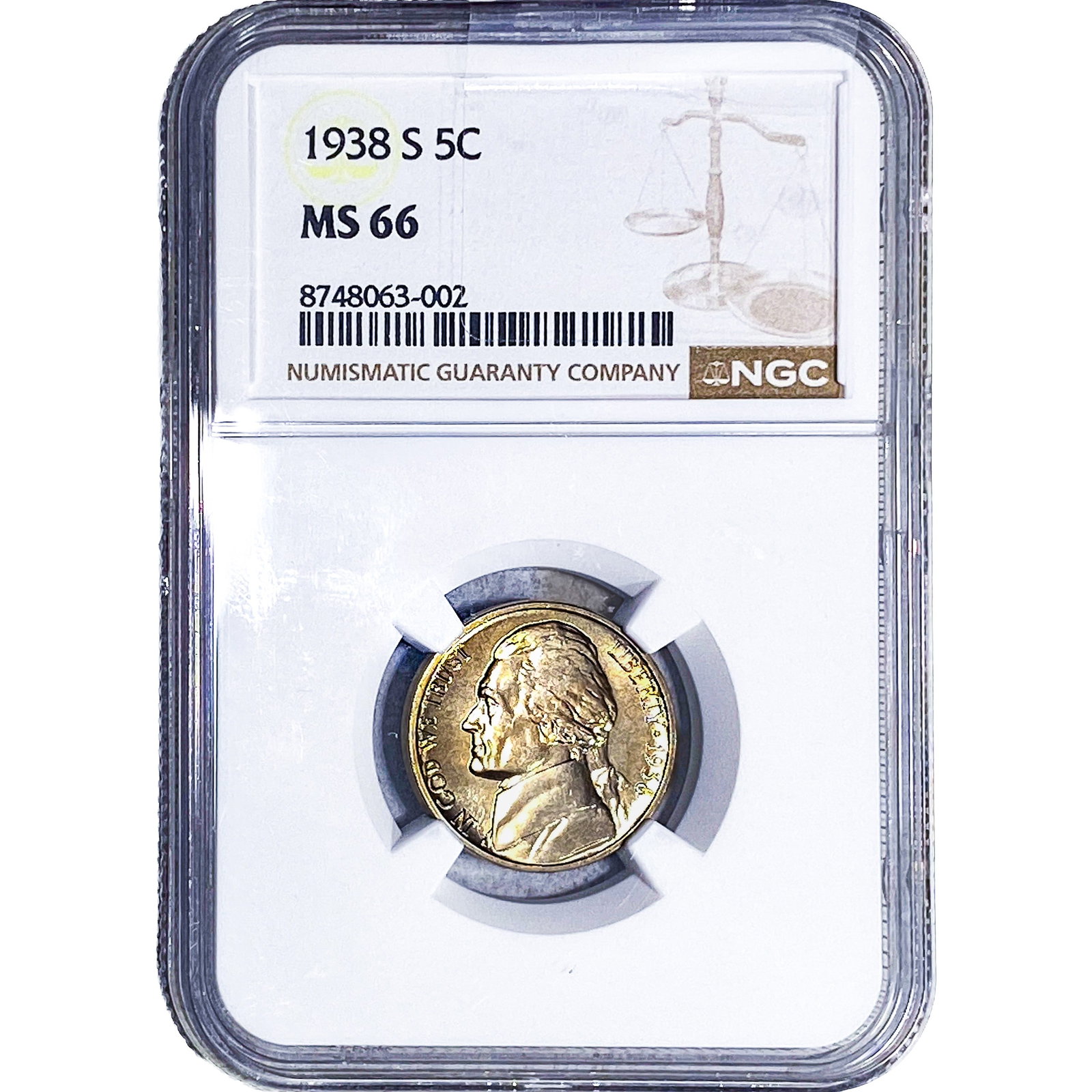 1938-S Jefferson Nickel NGC MS66: 1938-S Jefferson Nickel NGC MS66