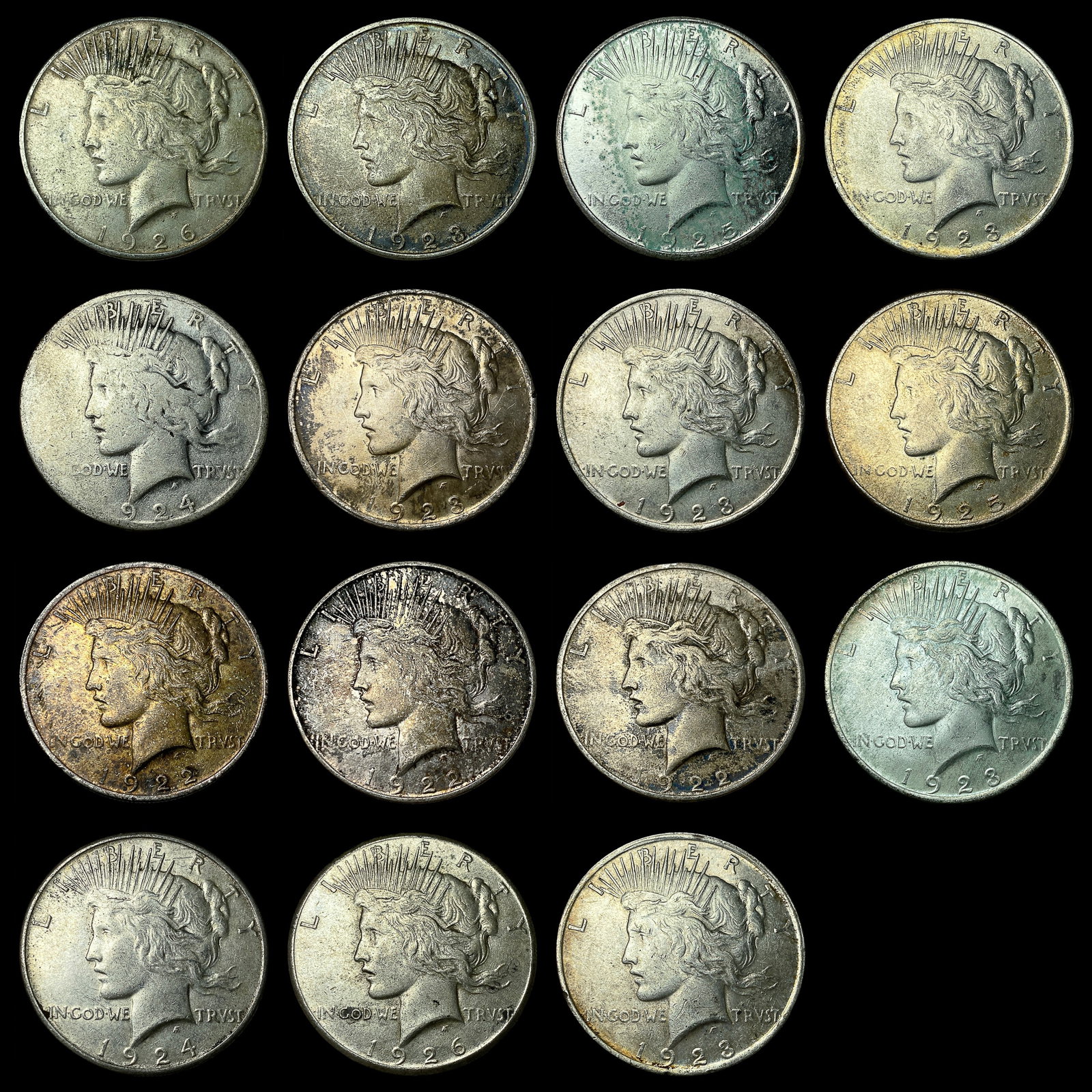 [15 Coins] Mixed Dates Silver Peace Dollar (1 of 2)