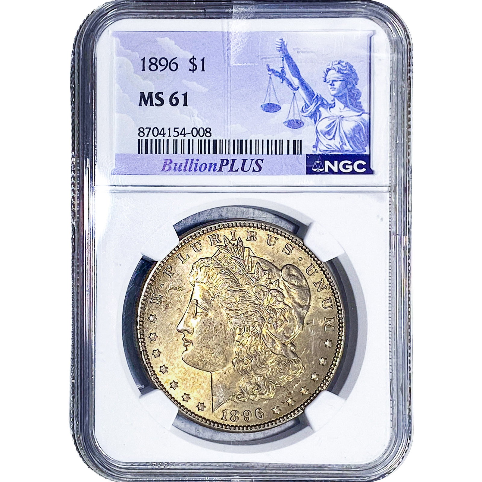1896 Morgan Silver Dollar NGC MS61: 1896 Morgan Silver Dollar NGC MS61