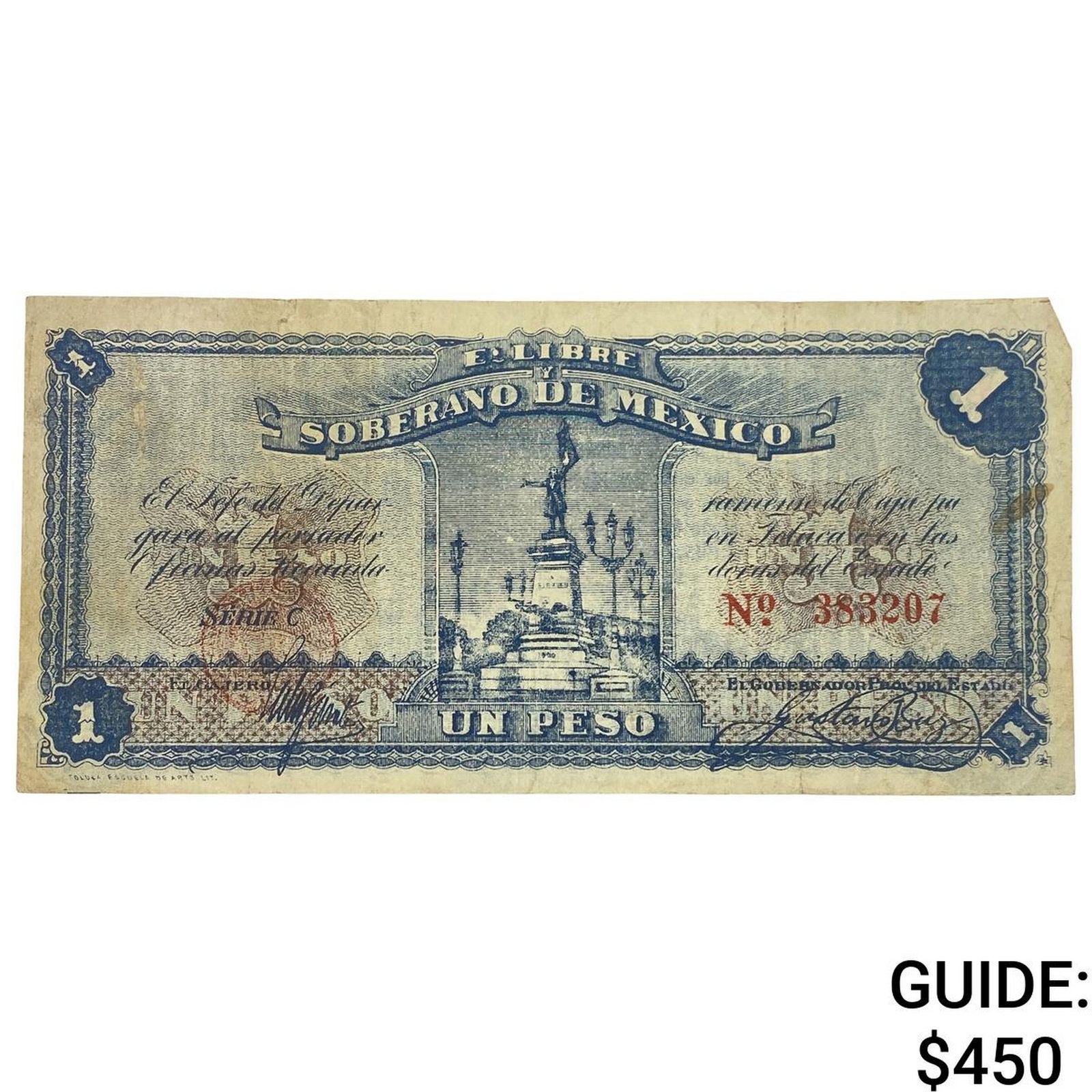 1915 Free and Sovereign State of Mexico 1 Peso (1 of 2)